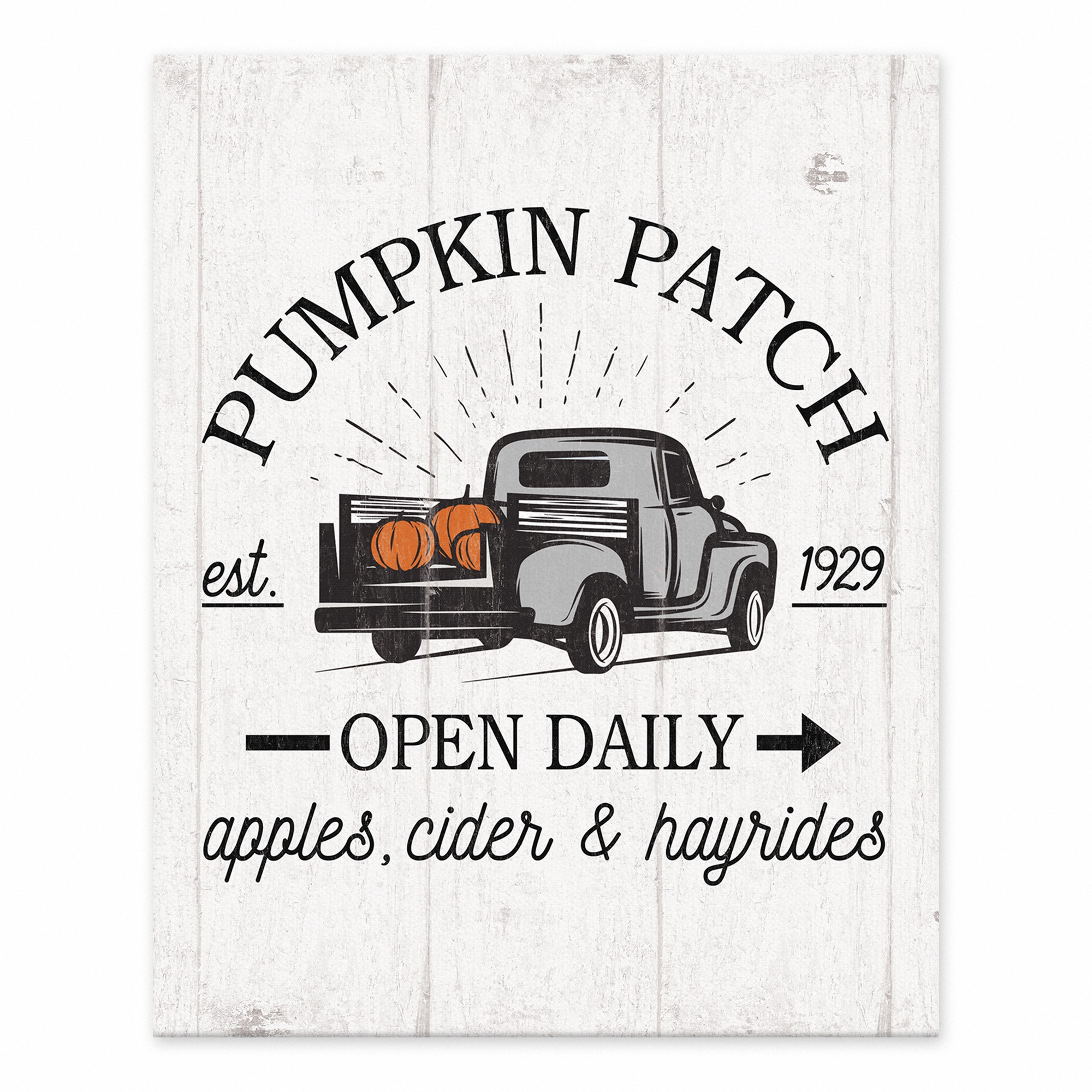 Pumpkin Patch Open Daily 8x10 Tabletop Canvas