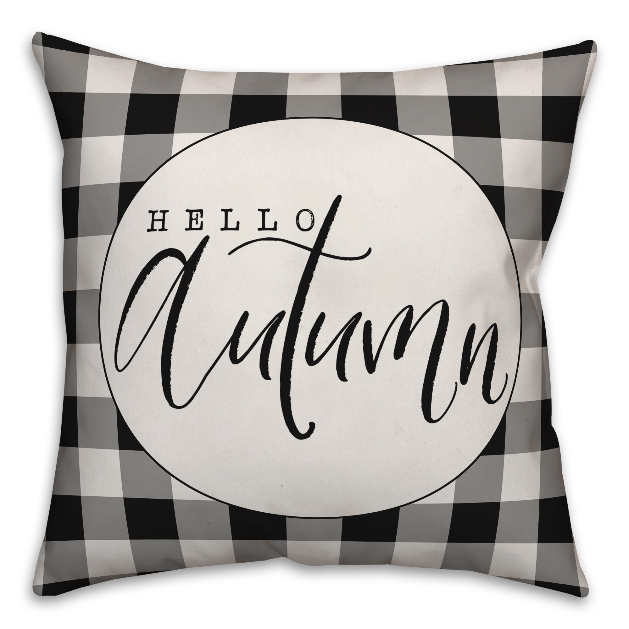 Hello Autumn Buffalo Check Pillow