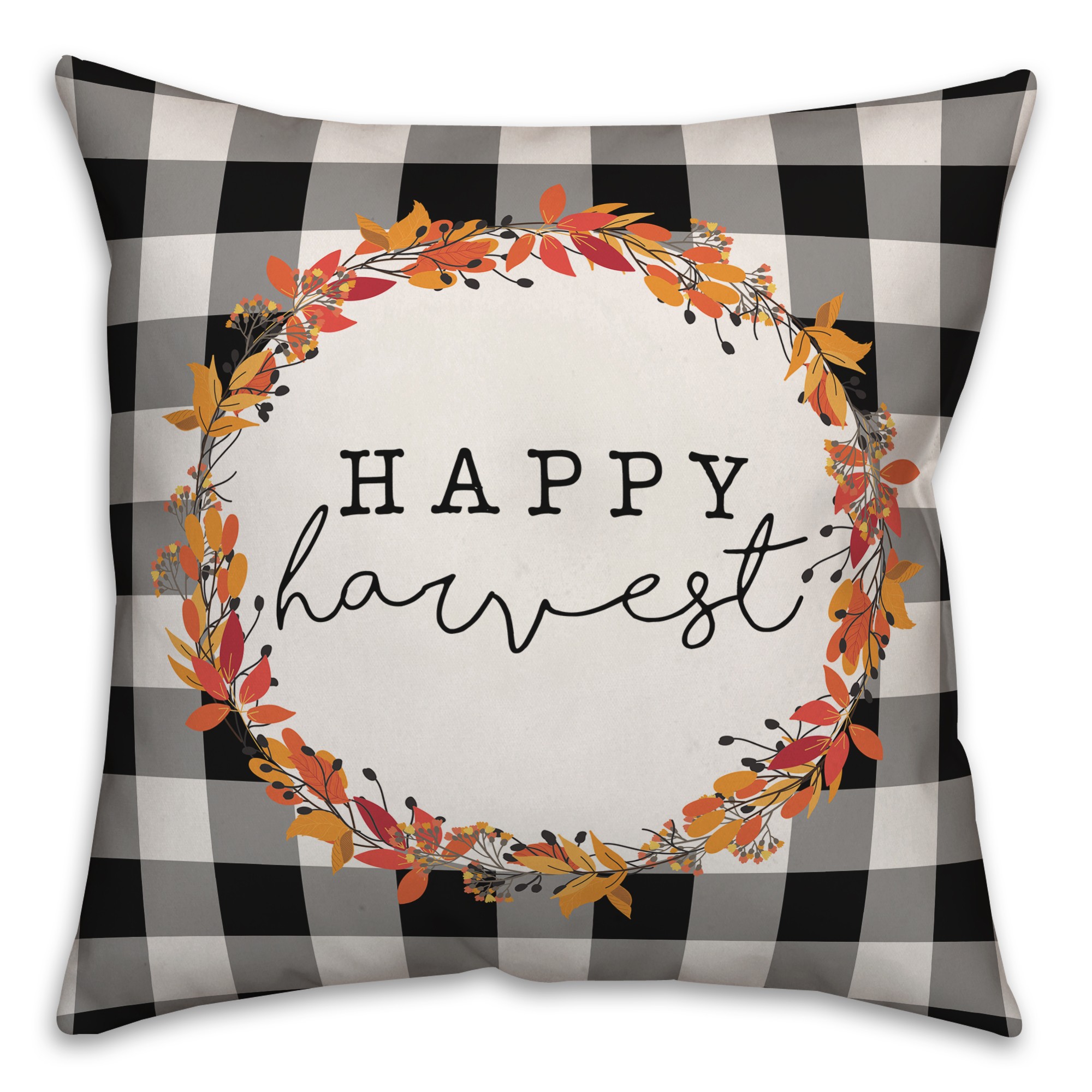 Happy Harvest Buffalo Check Pillow