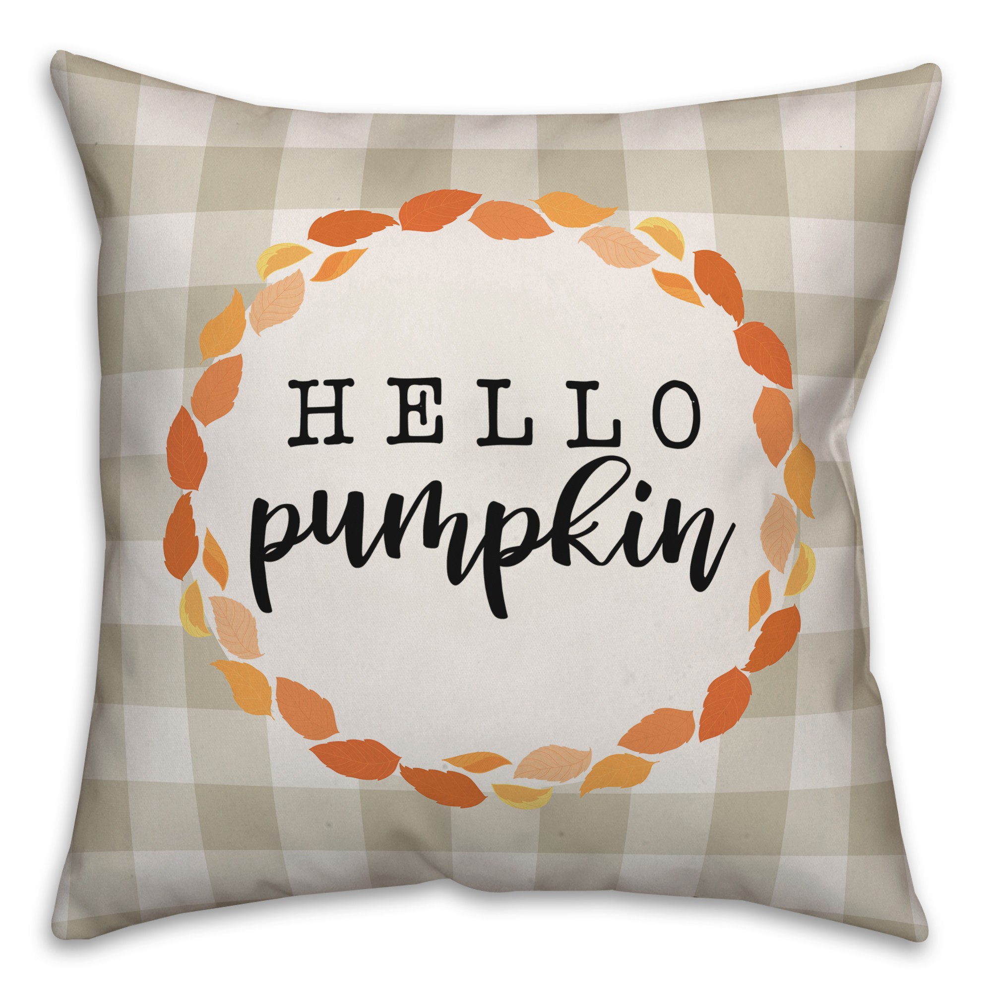 Hello Pumpkin Buffalo Check Pillow