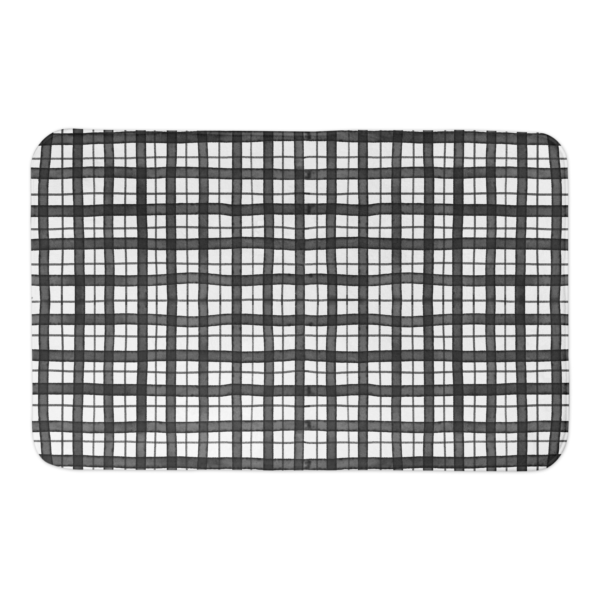 Black Plaid 34x21 Bath Mat