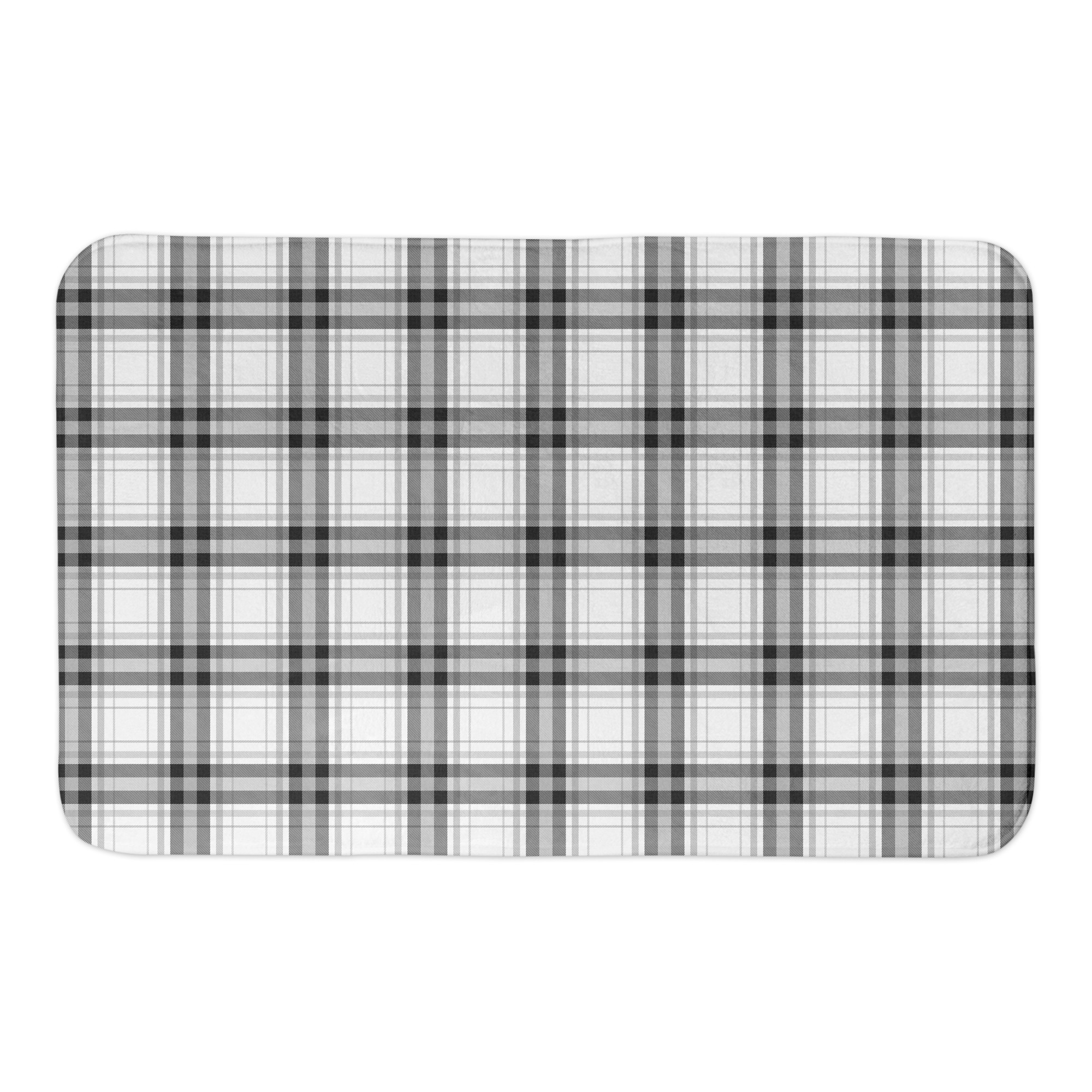 Black and White Plaid 34x21 Bath Mat