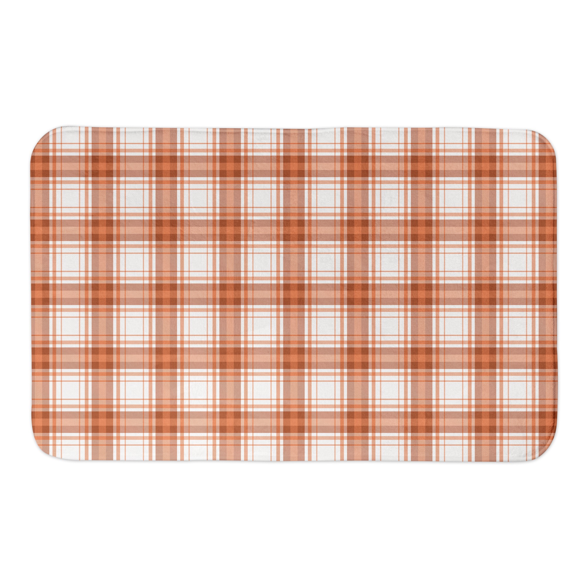 Orange Plaid 34x21 Bath Mat