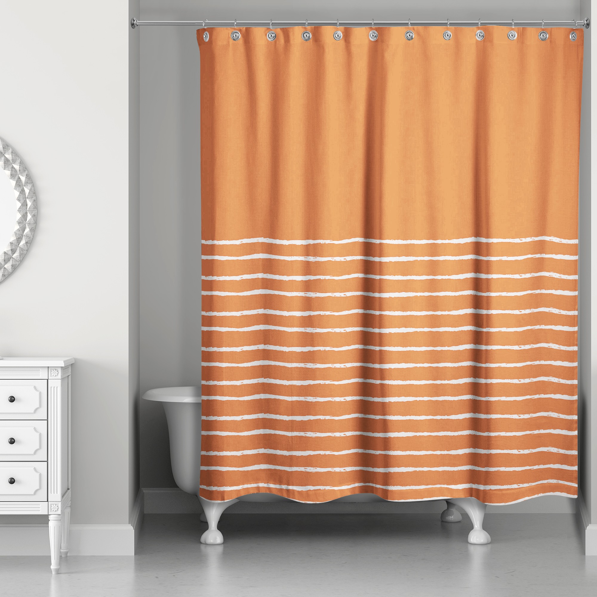 Orange Abstract Stripes 71x74 Shower Curtain
