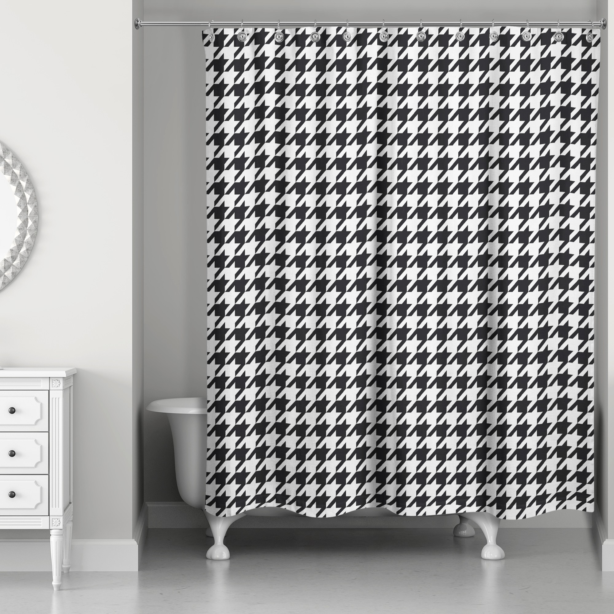 Black and White Houndstooth 71x74 Shower Curtain