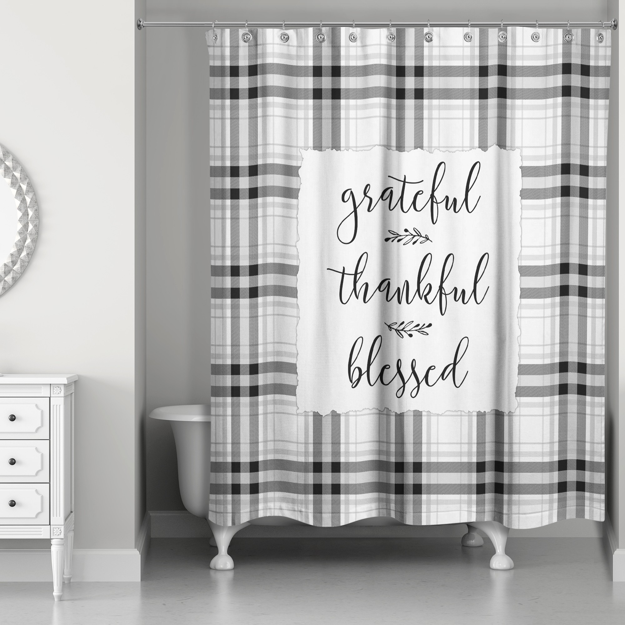 Grateful Thankful Blessed 71x74 Shower Curtain