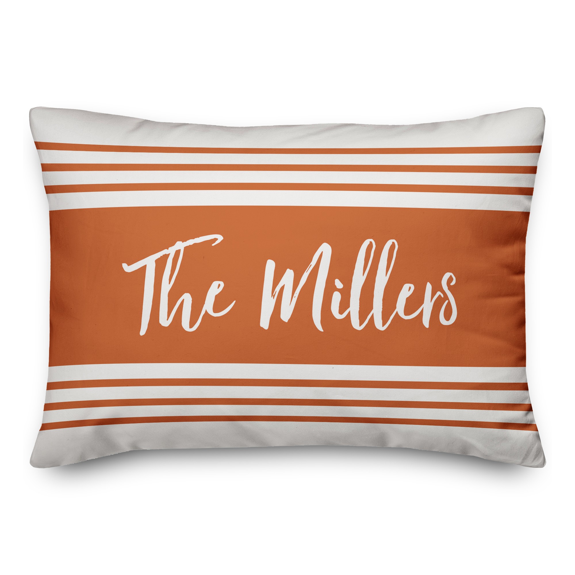 Personalized Orange Stripes 14x20 Personalized Spun Poly Pillow Cover