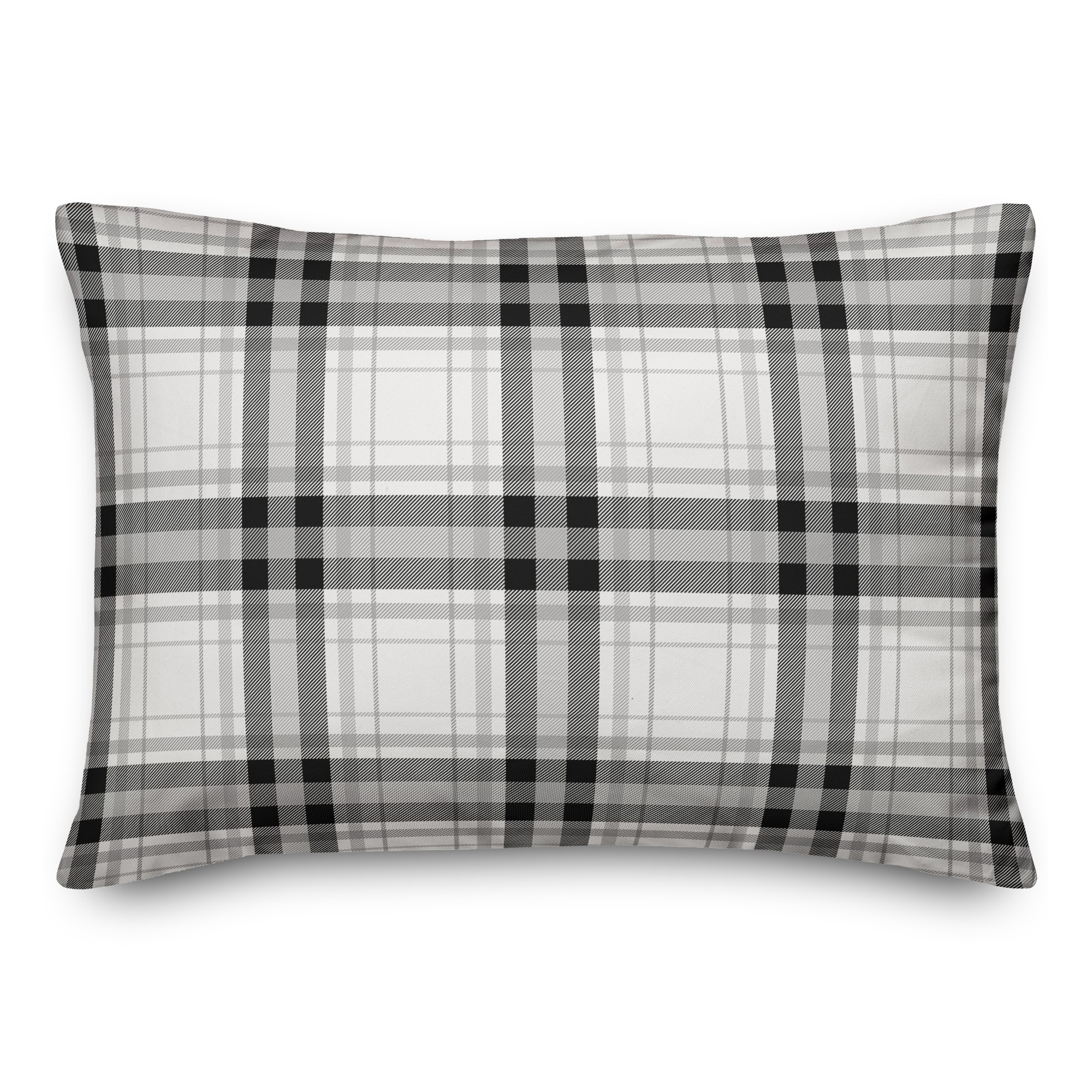 Black and White Plaid 14x20 Spun Poly Pillow Cover