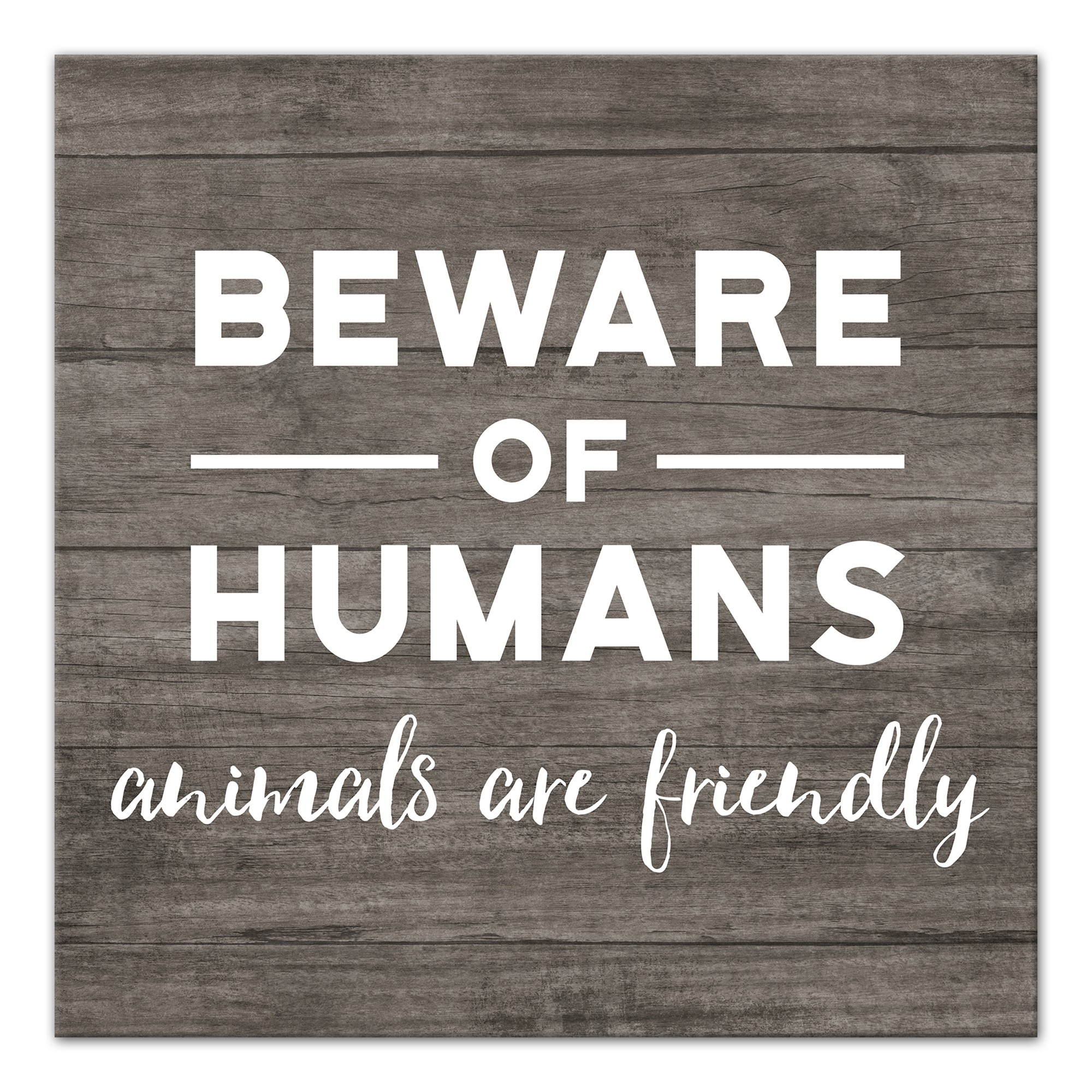 Beware of Humans 12x12 Canvas Wall Art