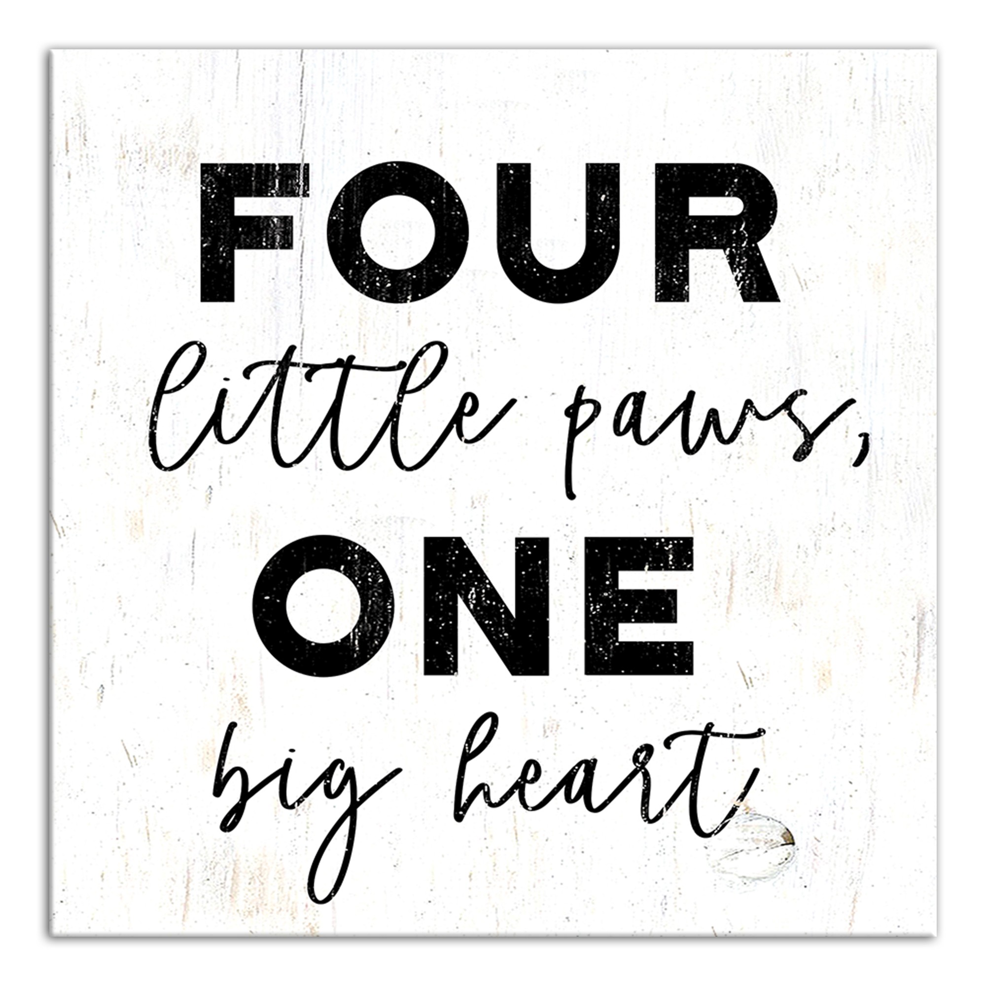 Four Little Paws On Big Heart 12x12 Canvas Wall Art