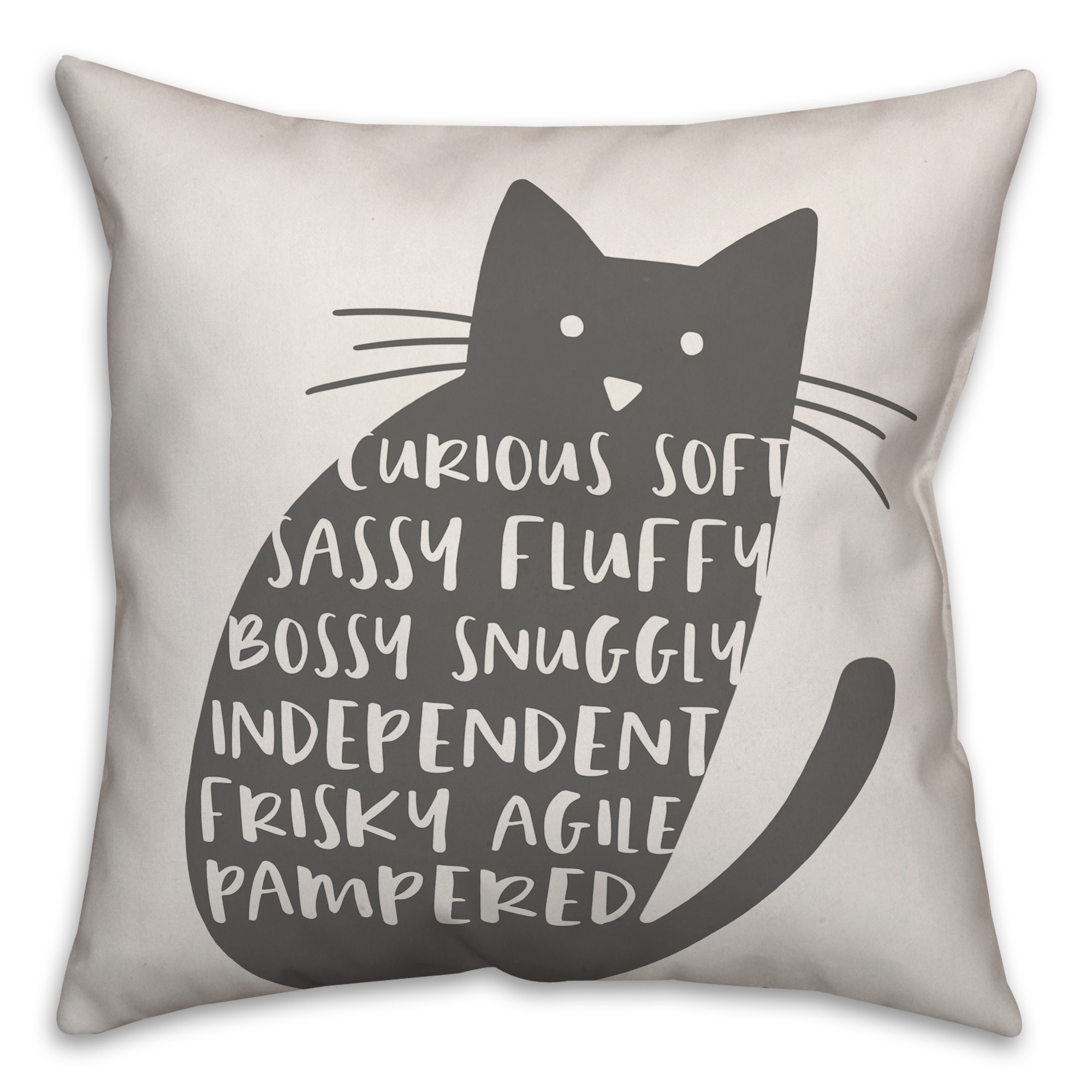 Curious Cat Silhouette 18x18 Spun Poly Pillow
