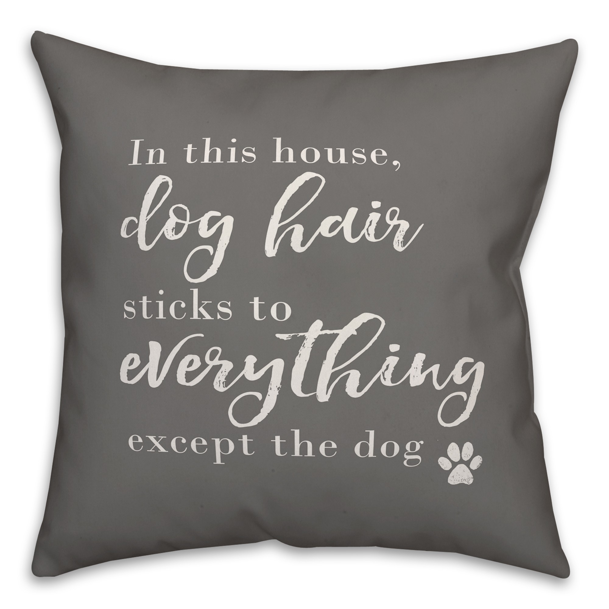 In this House, Dog Hair sticks to Everything 18x18 Spun Poly Pillow