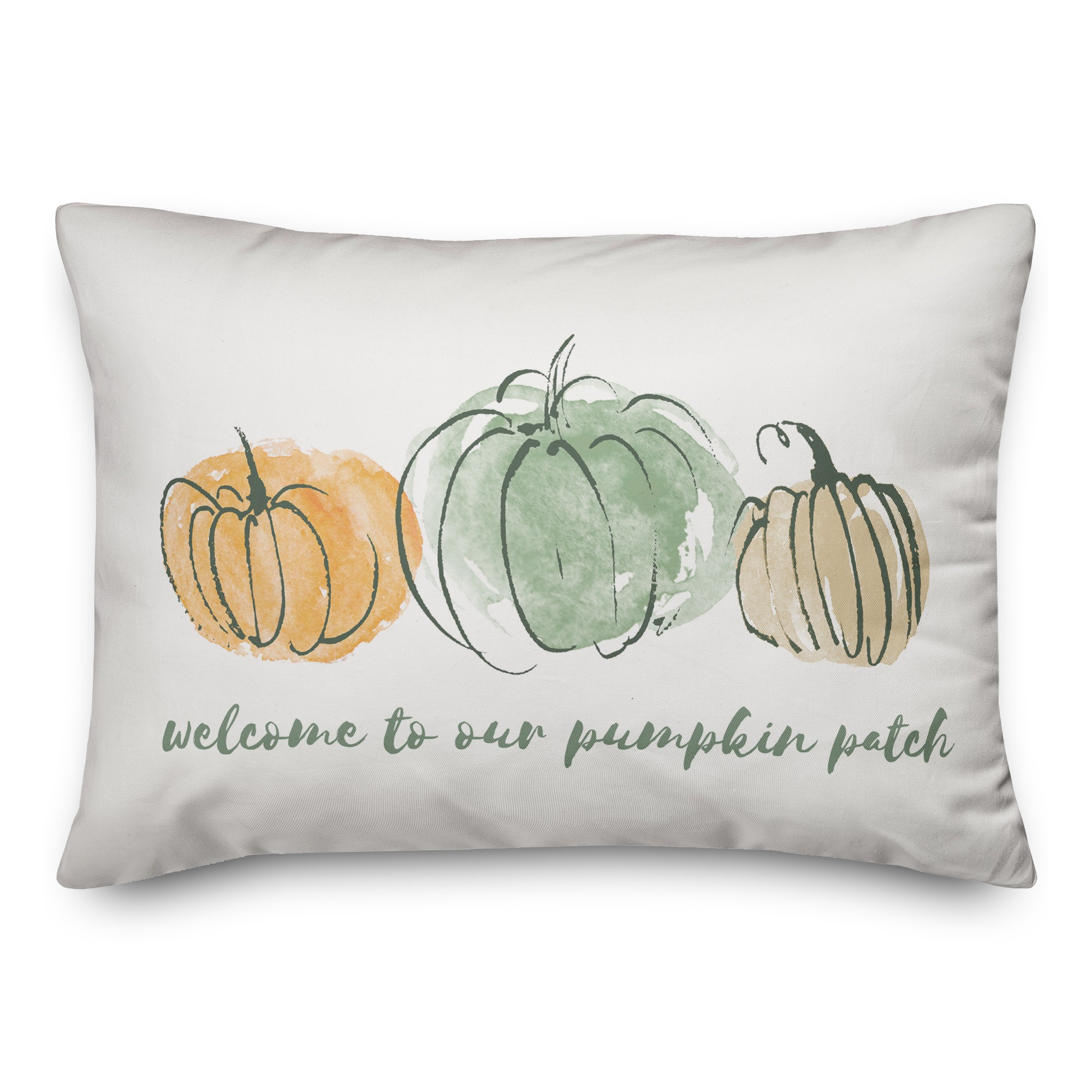 Welcome to Our Pumpkin Patch Watercolor Pumpkins 14x20 Spun Poly Pillow