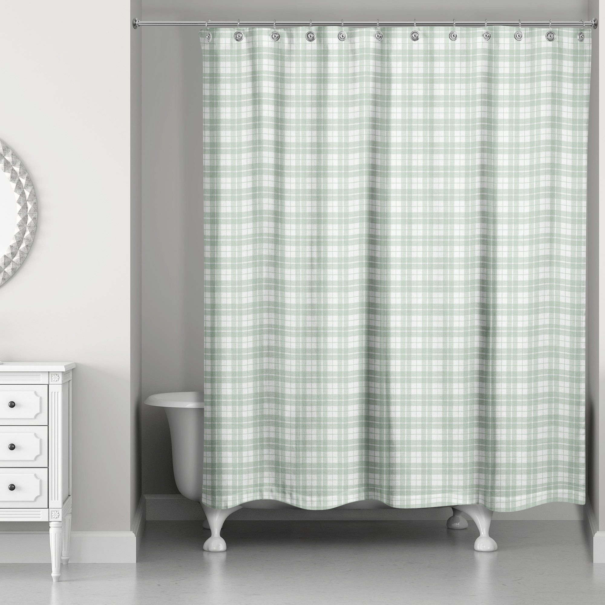 Sage Buffalo Check  71x74 Shower Curtain