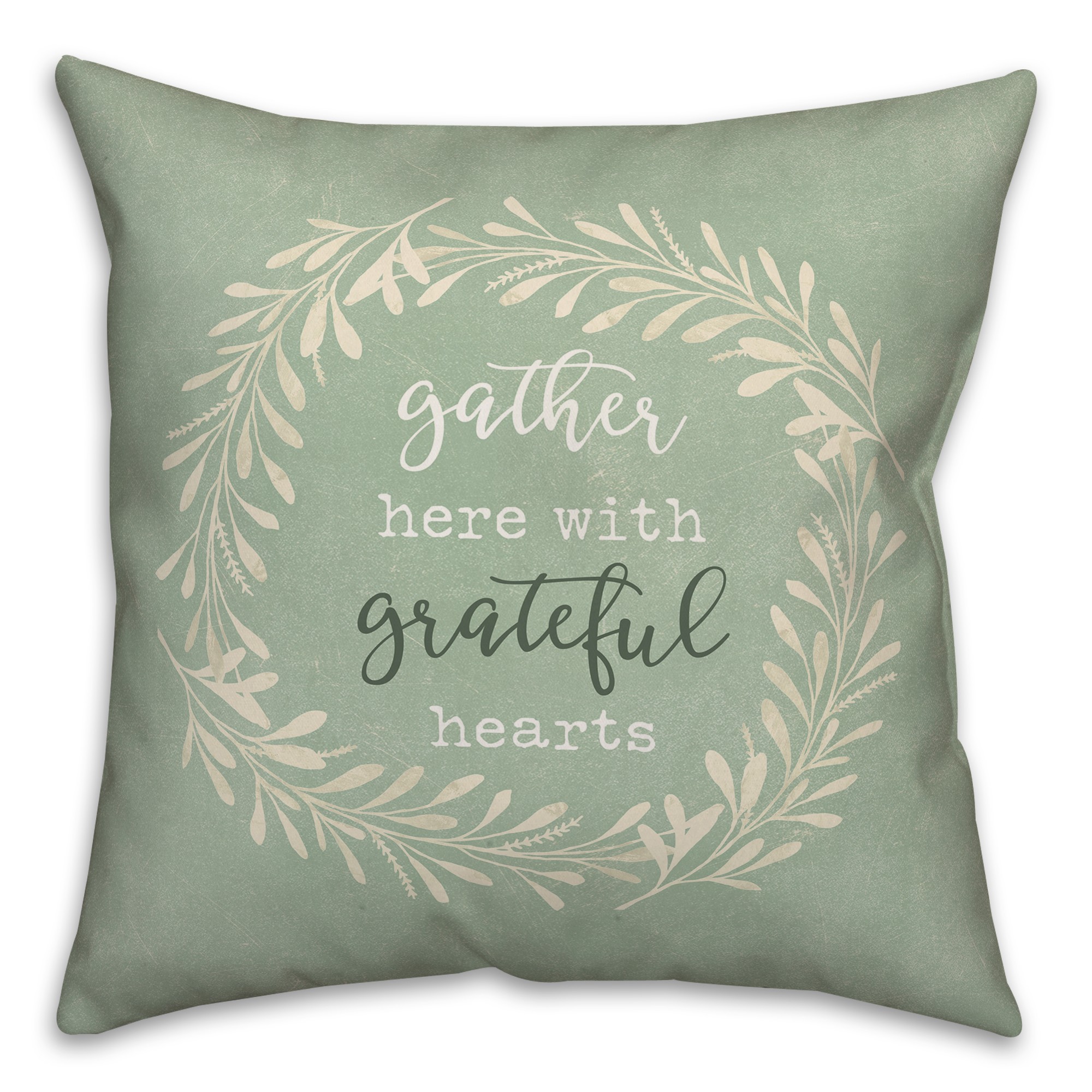 Gather Here with Grateful Hearts 18x18 Spun Poly Pillow