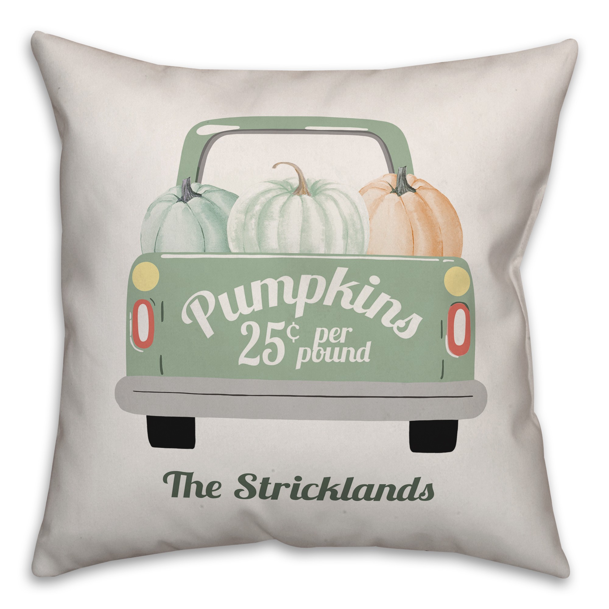 Pumpkin Truck Personalized 18x18 Personalized Spun Poly Pillow
