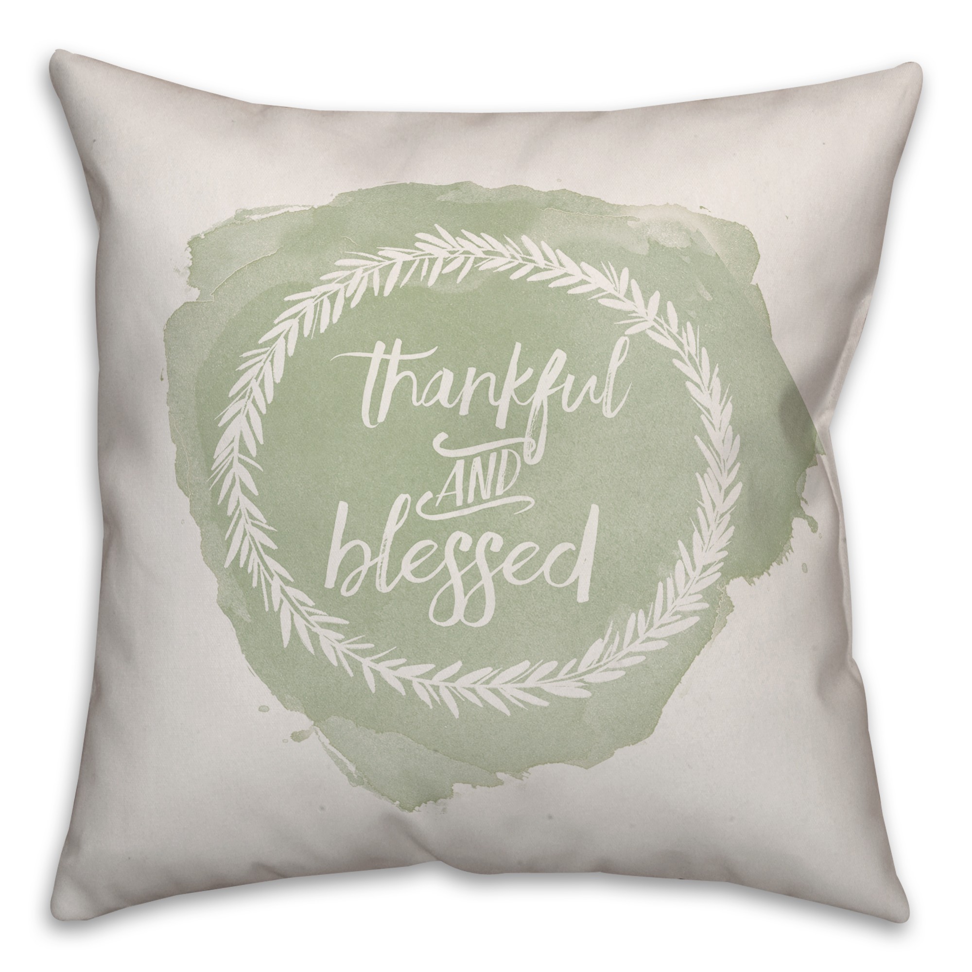 Thankful and Blessed 18x18 Spun Poly Pillow