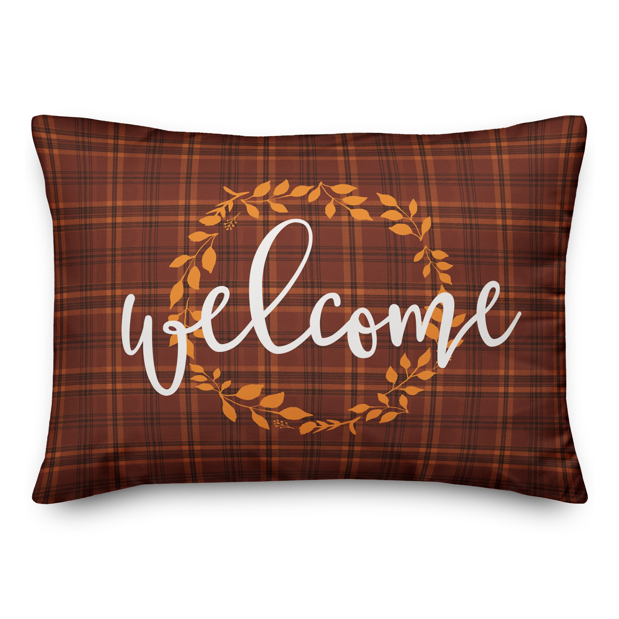 Welcome Fall Plaid Pillow