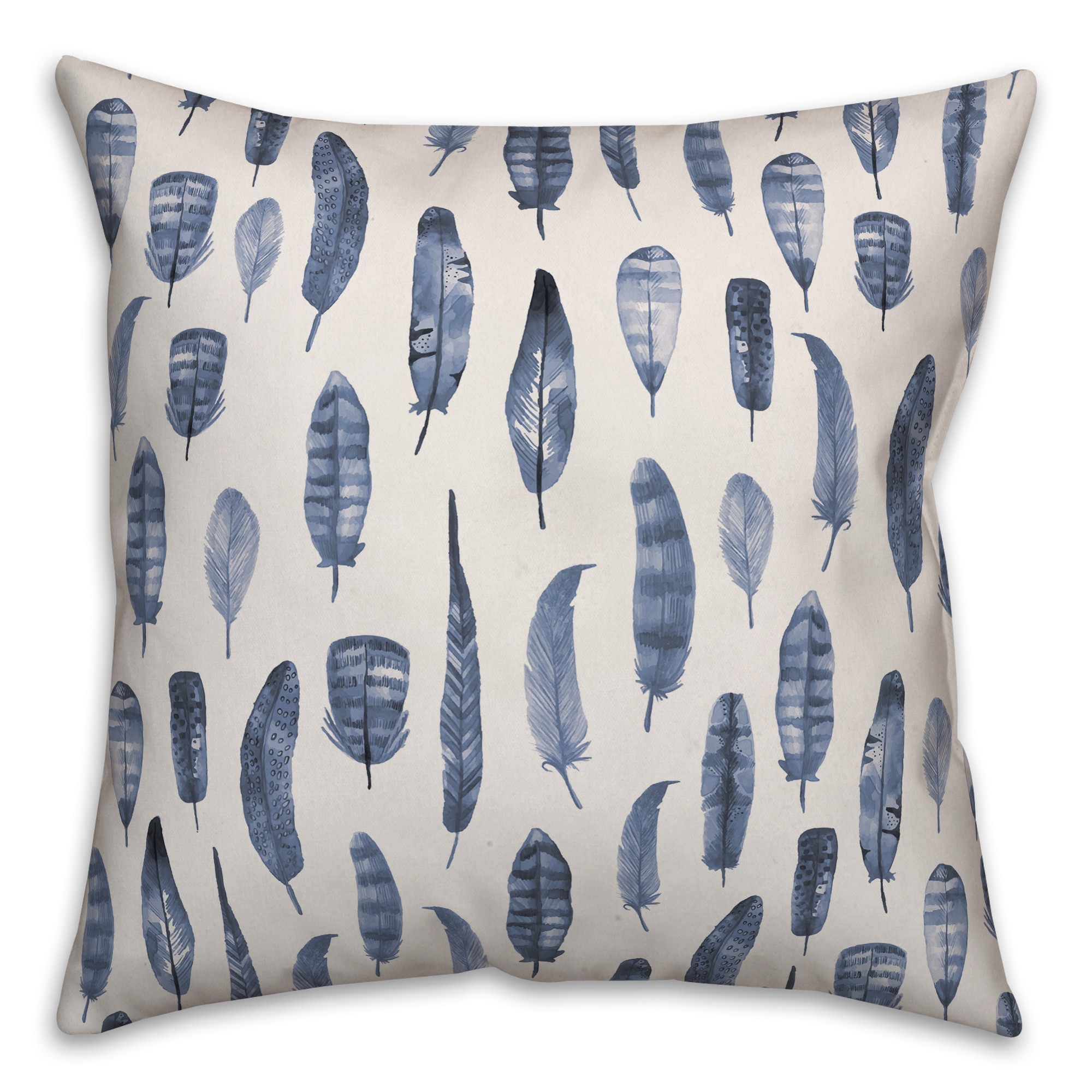 Watercolor Feather Pattern Pillow