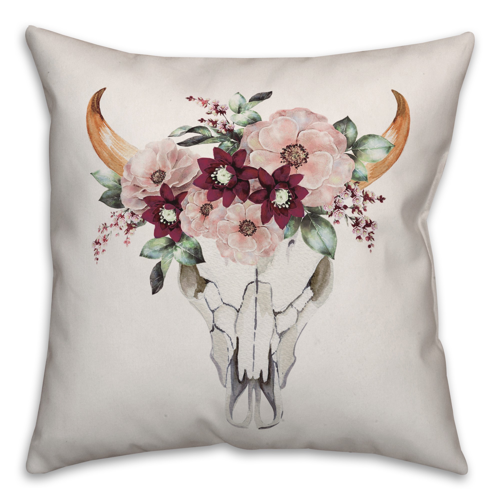 Skull with flowers Pillow