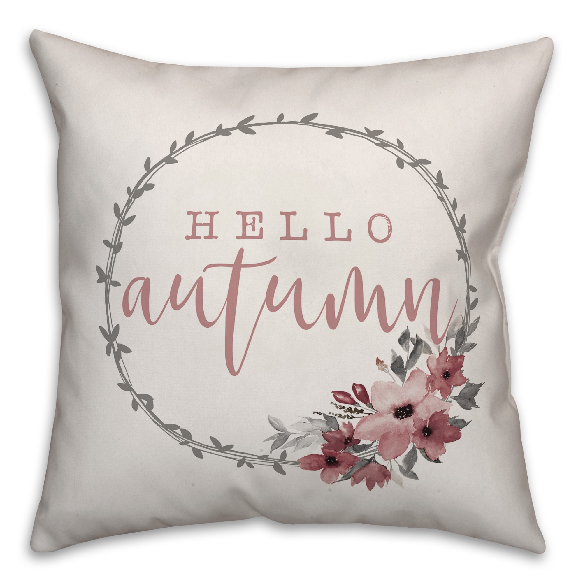 Hello Autumn Boho Wreath Pillow