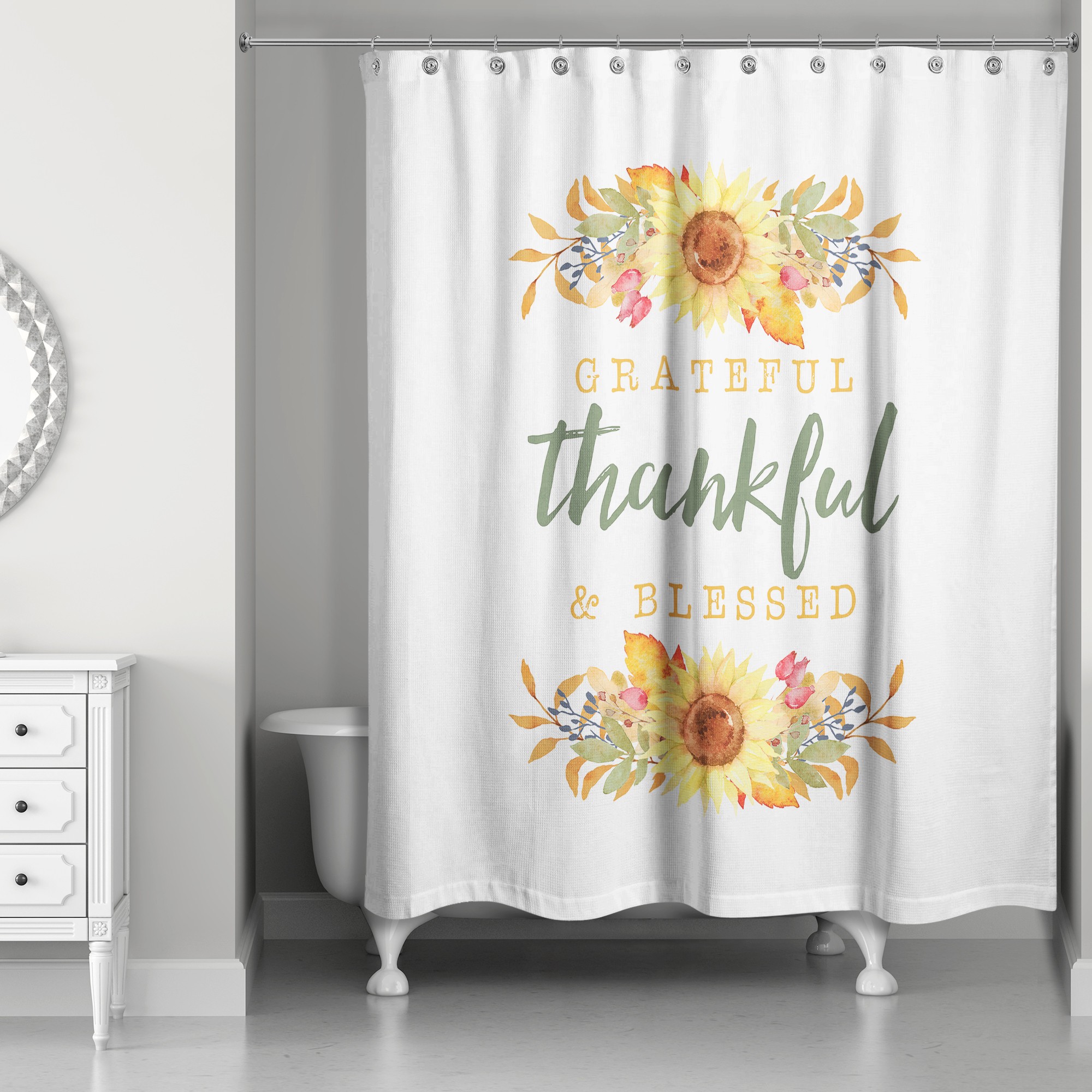 Grateful Thankful & Blessed 71x74 Shower Curtain