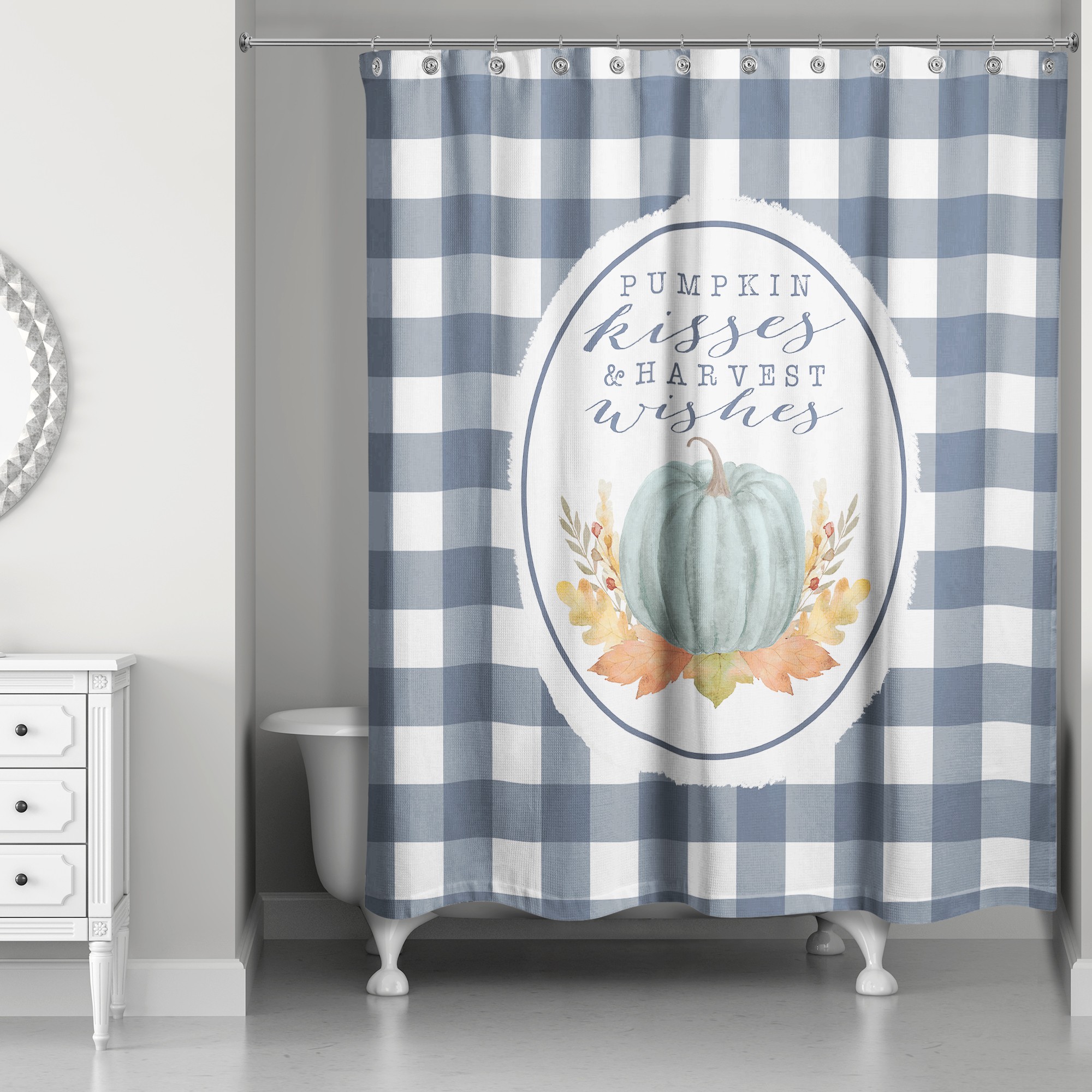 Pumpkin Wishes & Harvest Kisses 71x74 Shower Curtain