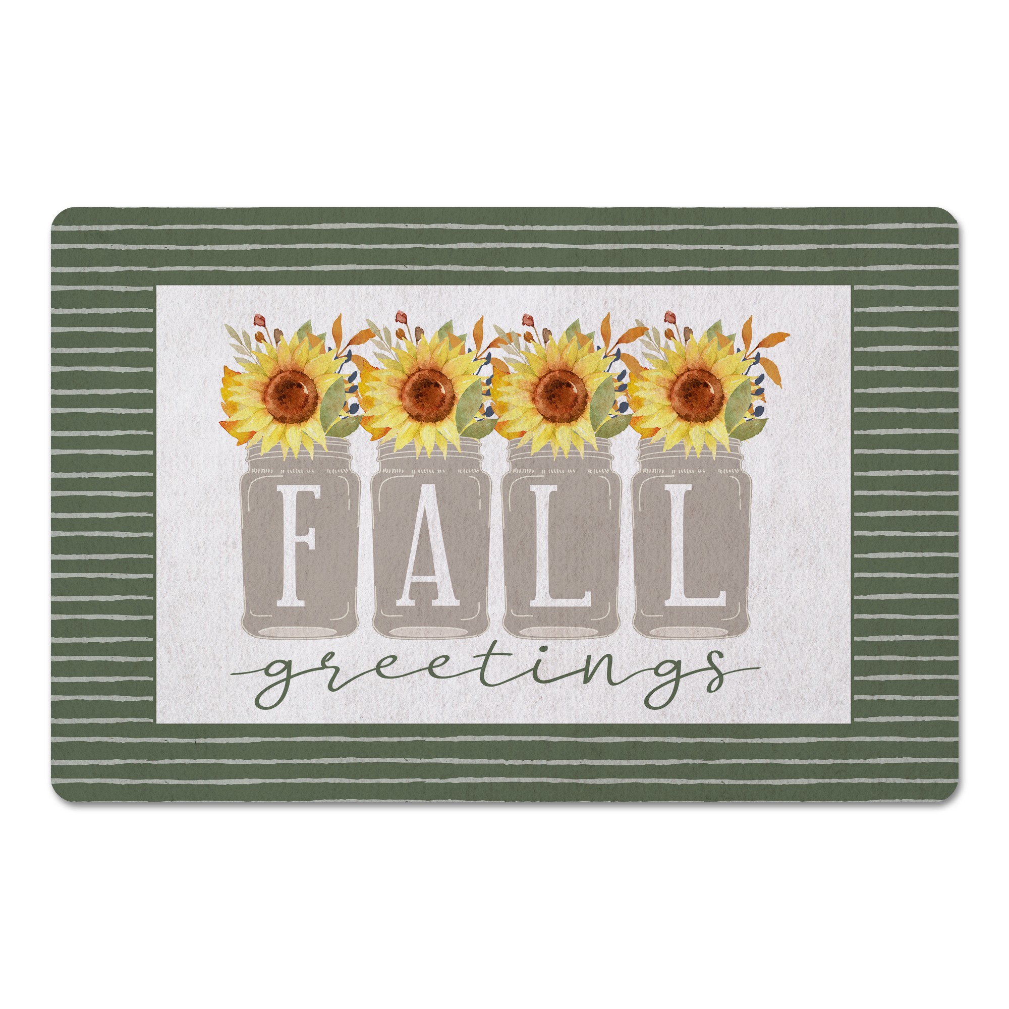 Fall Greetings Sunflower Mason Jar 27x18 Floor Mat