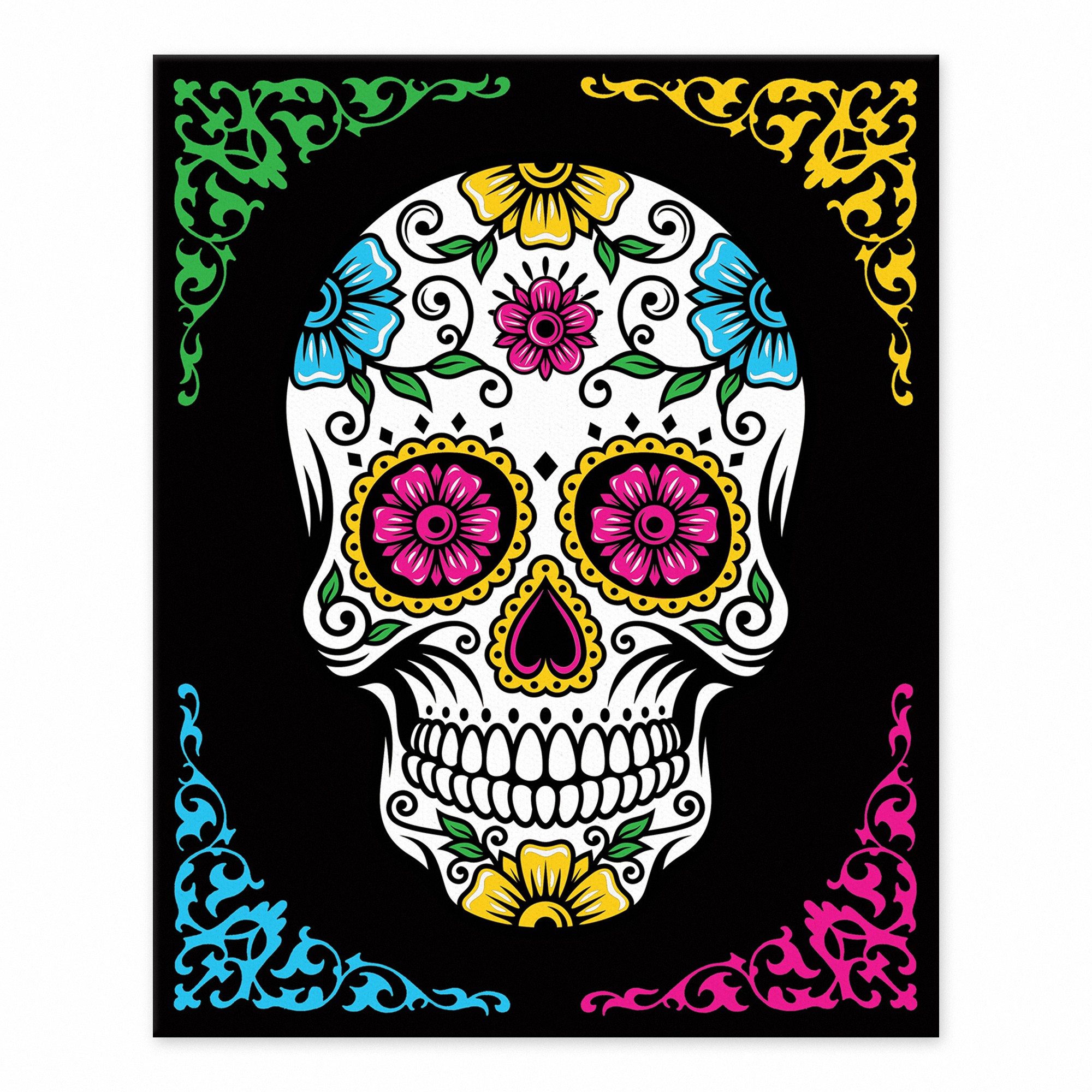 Bright Sugar Skull 8x10 Tabletop Canvas