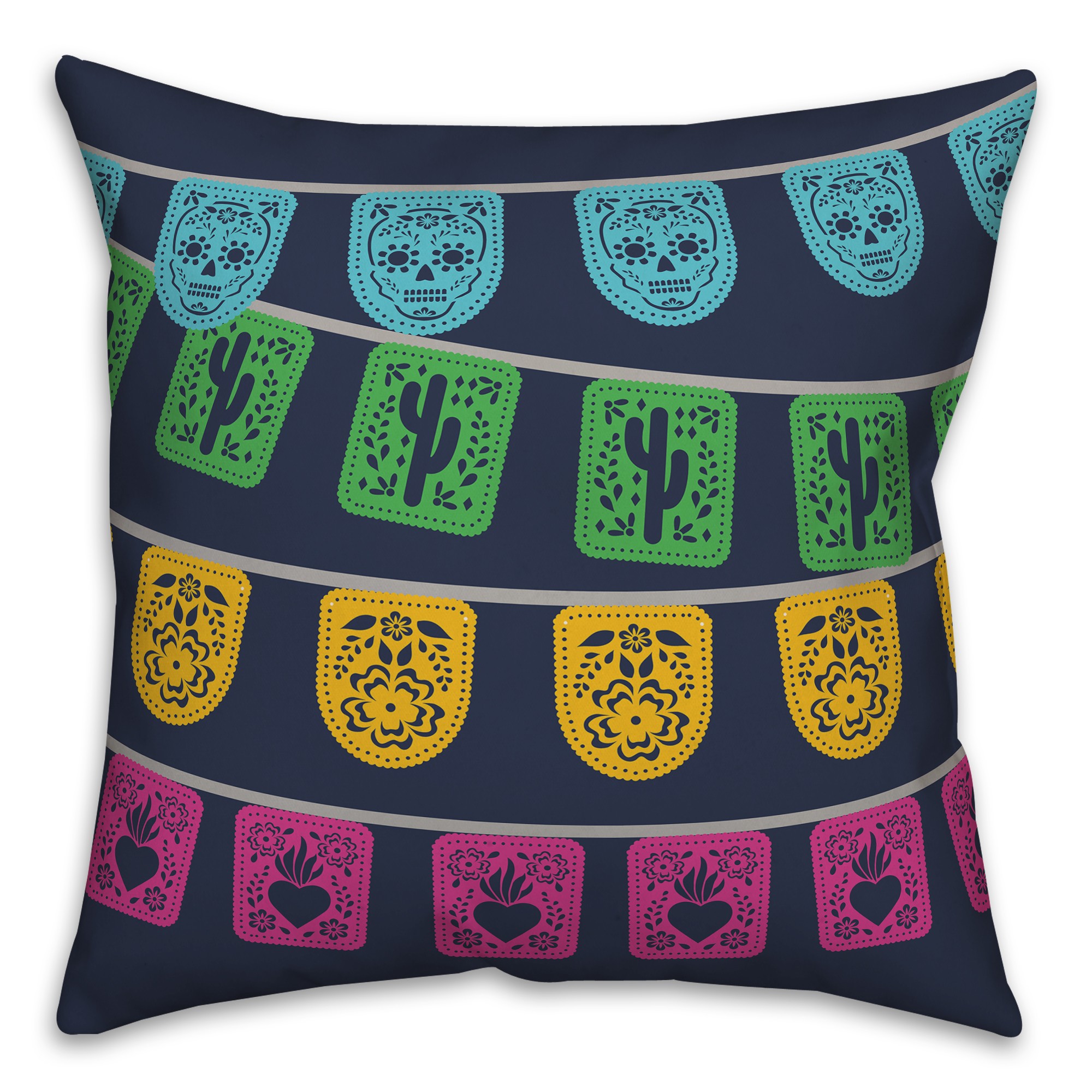 Day of the Dead Pendants - Navy 18x18 Spun Poly Pillow