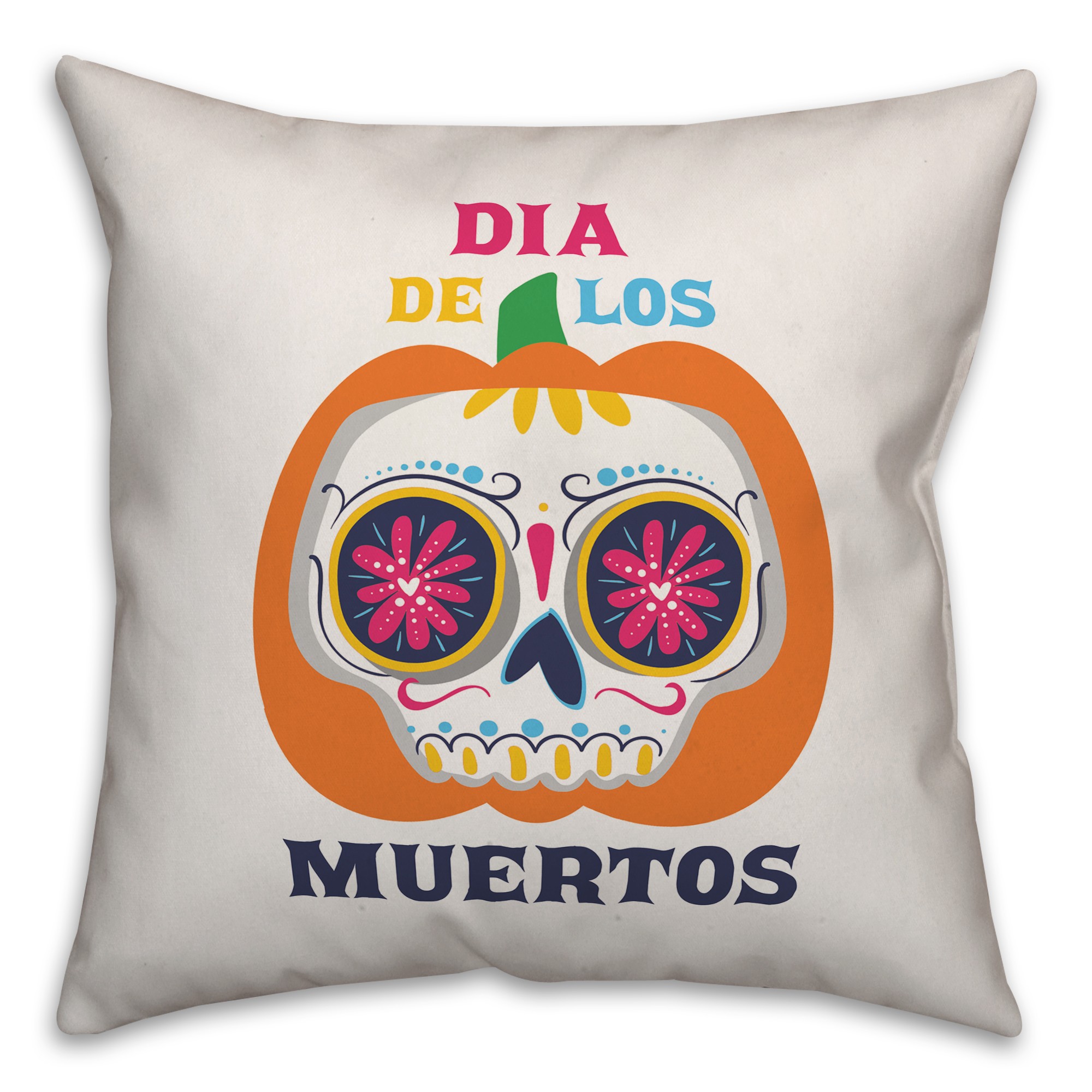 Dia De Los Muertos Pumpkin Sugar Skull 18x18 Spun Poly Pillow
