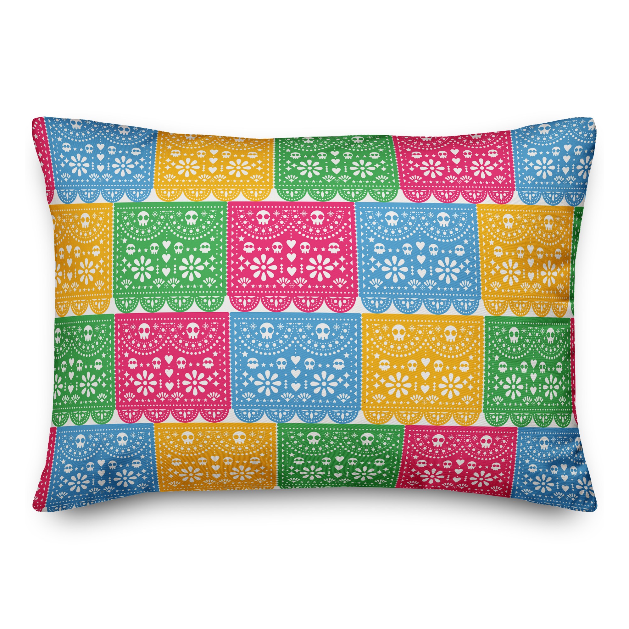 Sugar Skull Flags 14x20 Spun Poly Pillow