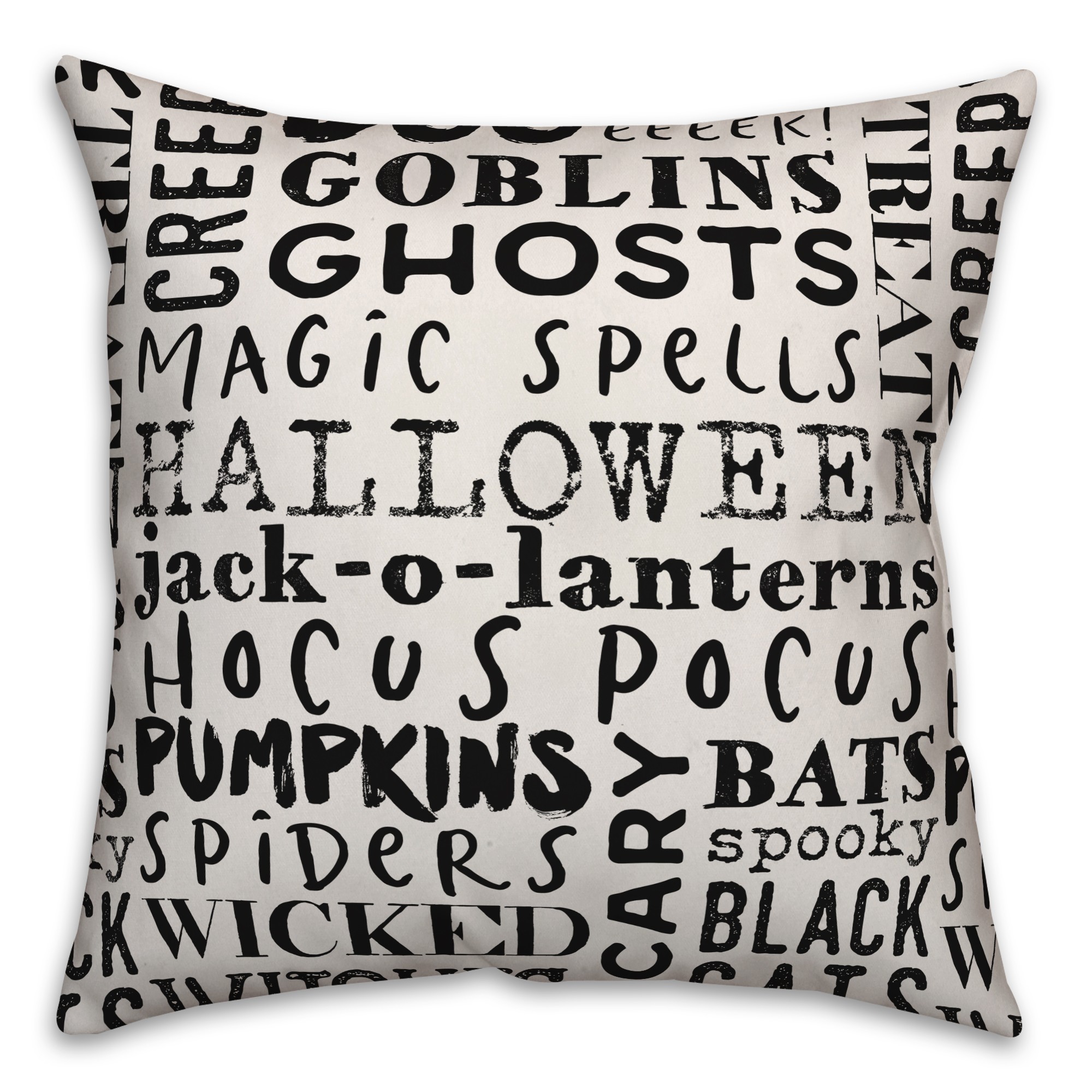 Halloween Words White Pillow