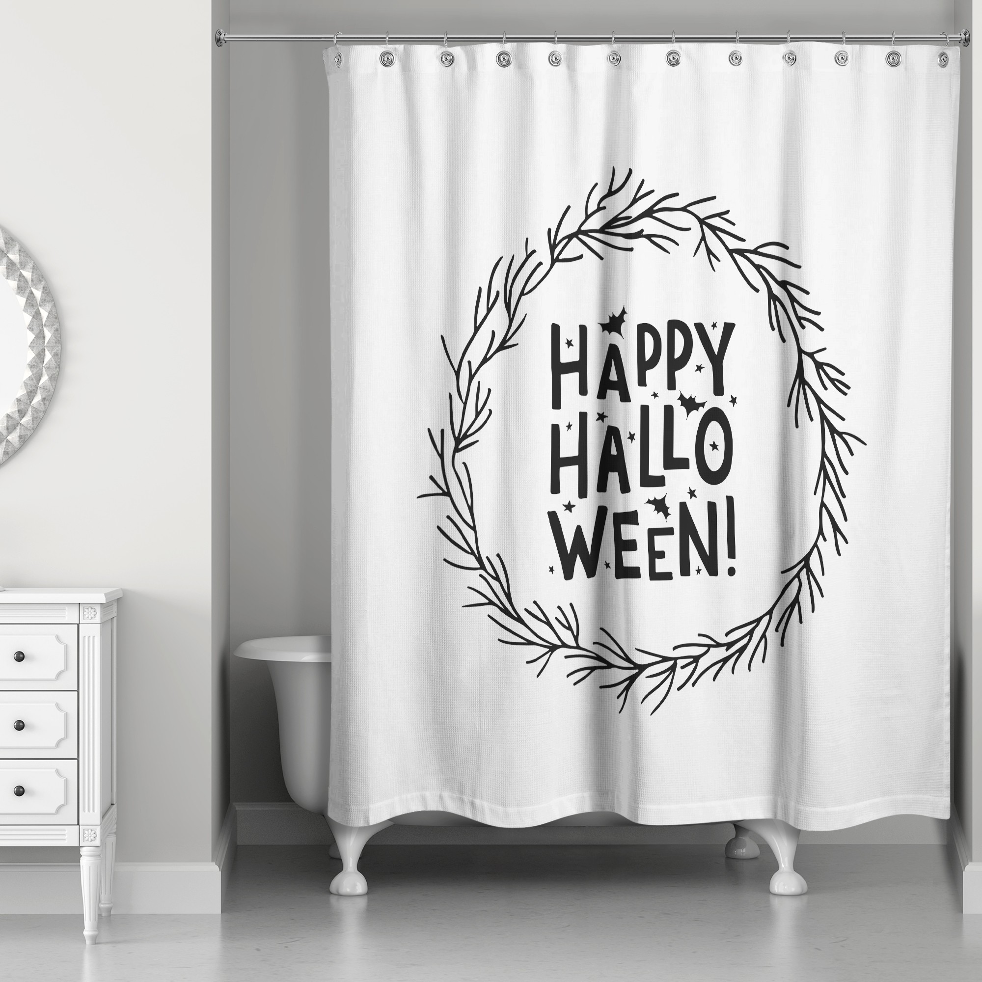 Happy Halloween Wreath 71x74 Shower Curtain