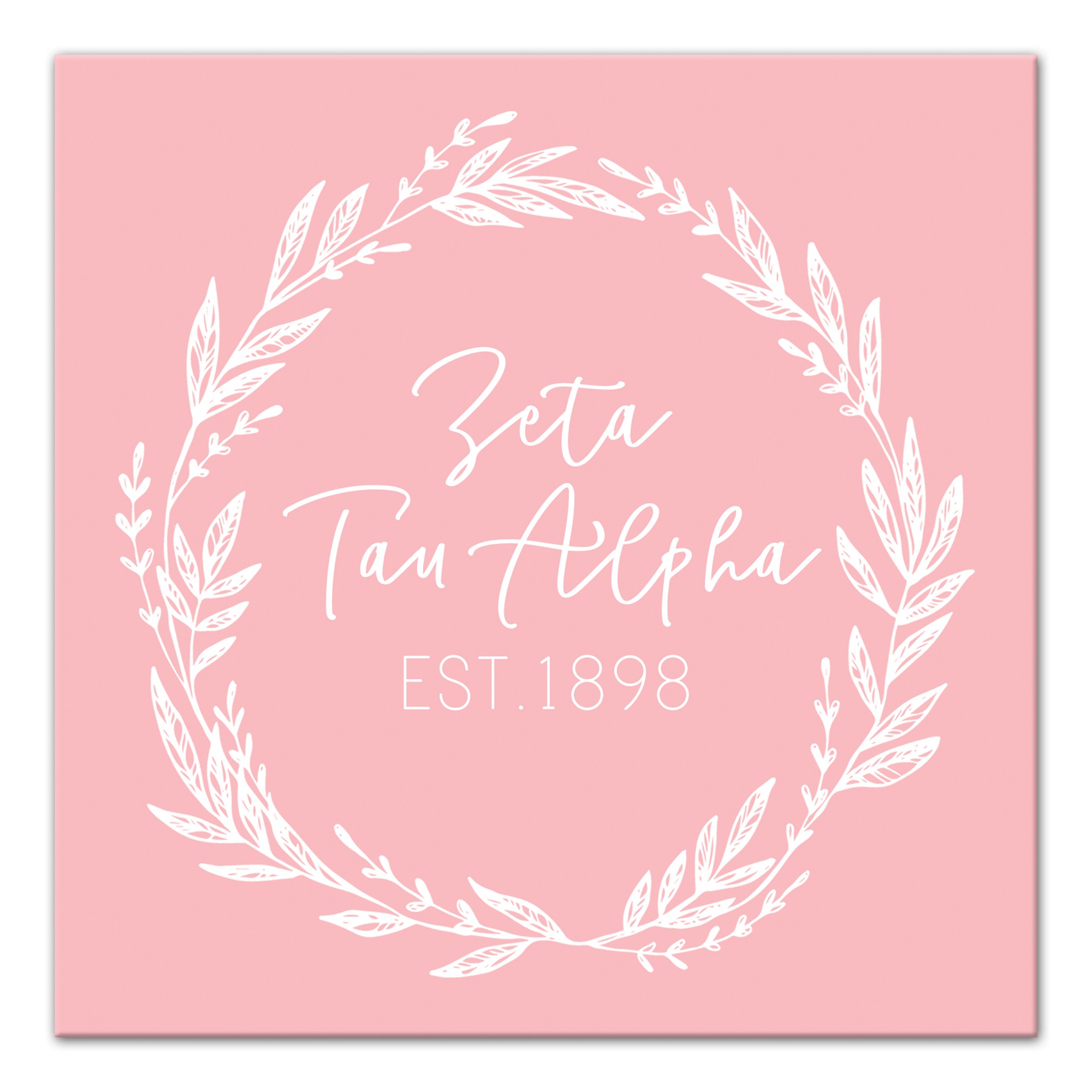 Zeta Tau Alpha Blush Wreath 12x12 Canvas Wall Art