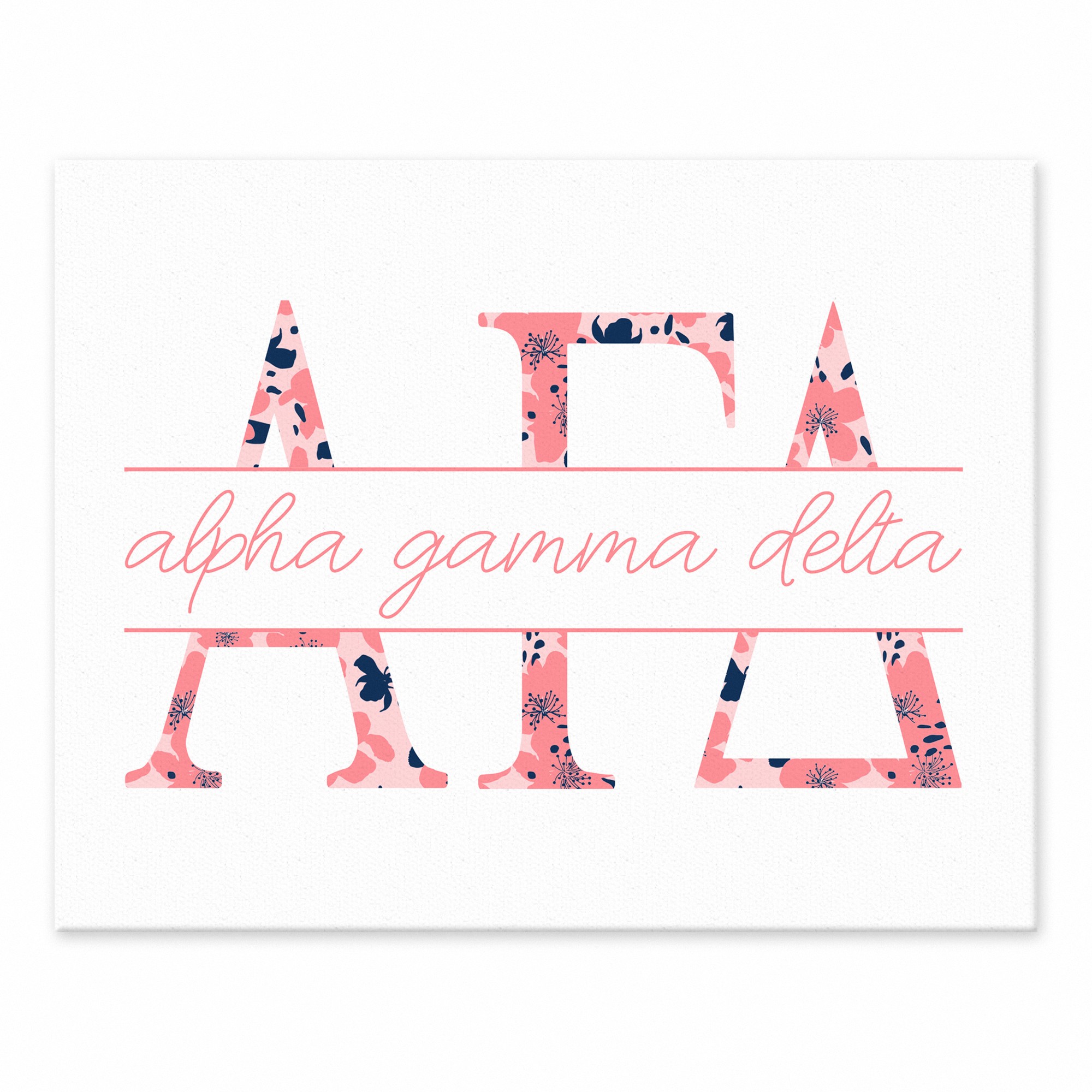 Floral Greek Letters - Alpha Gamma Delta 11x14 Tabletop Canvas