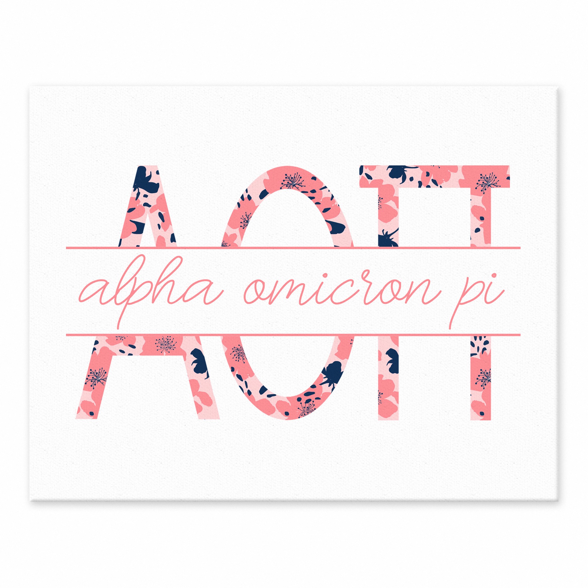 Floral Greek Letters - Alpha Omicron Pi 11x14 Tabletop Canvas
