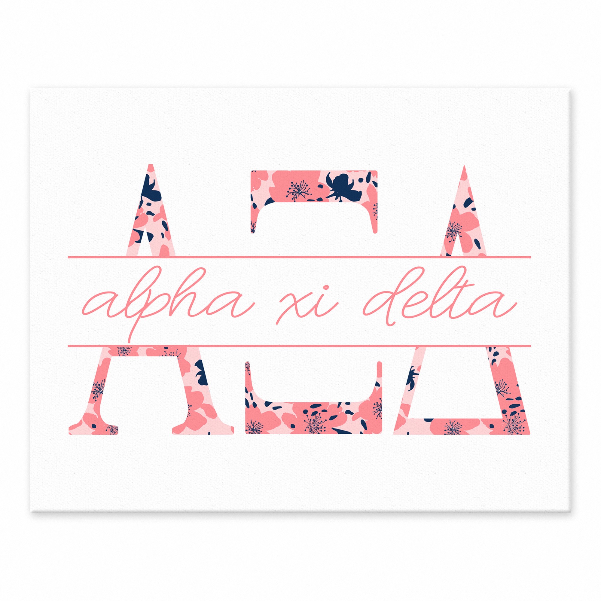 Floral Greek Letters - Alpha Xi Delta 11x14 Tabletop Canvas