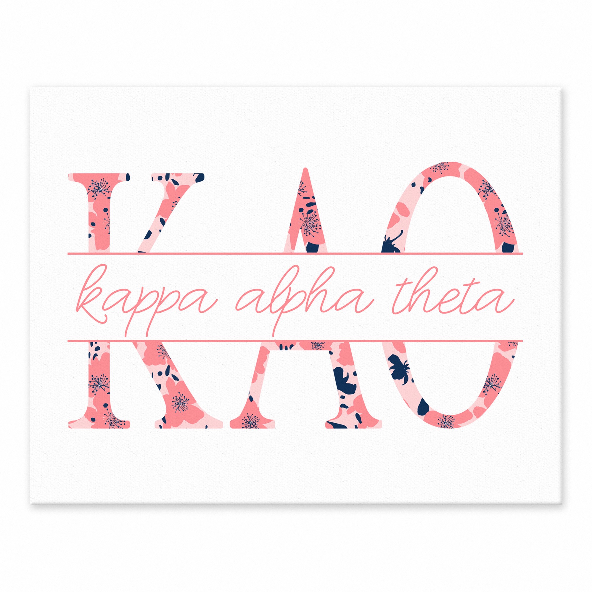 Floral Greek Letters - Kappa Alpha Theta 11x14 Tabletop Canvas