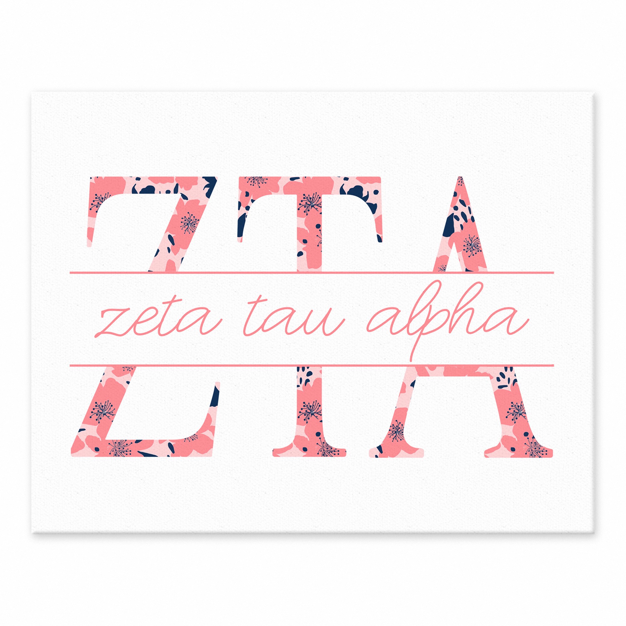 Floral Greek Letters - Zeta Tau Alpha 11x14 Tabletop Canvas