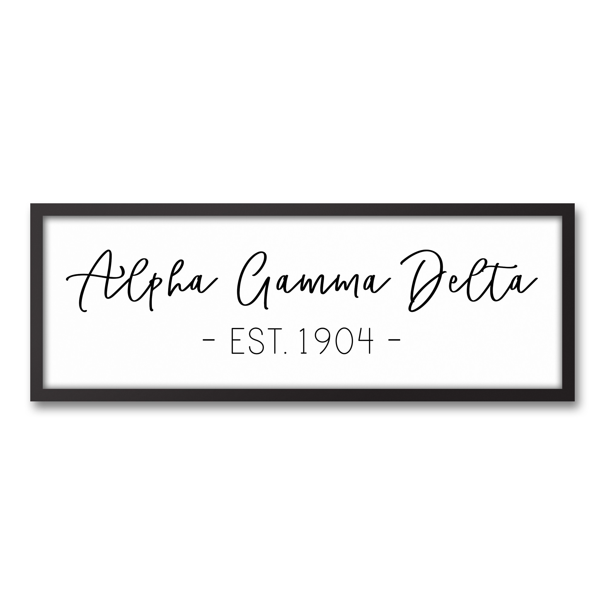 Alpha Gamma Delta Simple Script 12x36 Black Framed Canvas