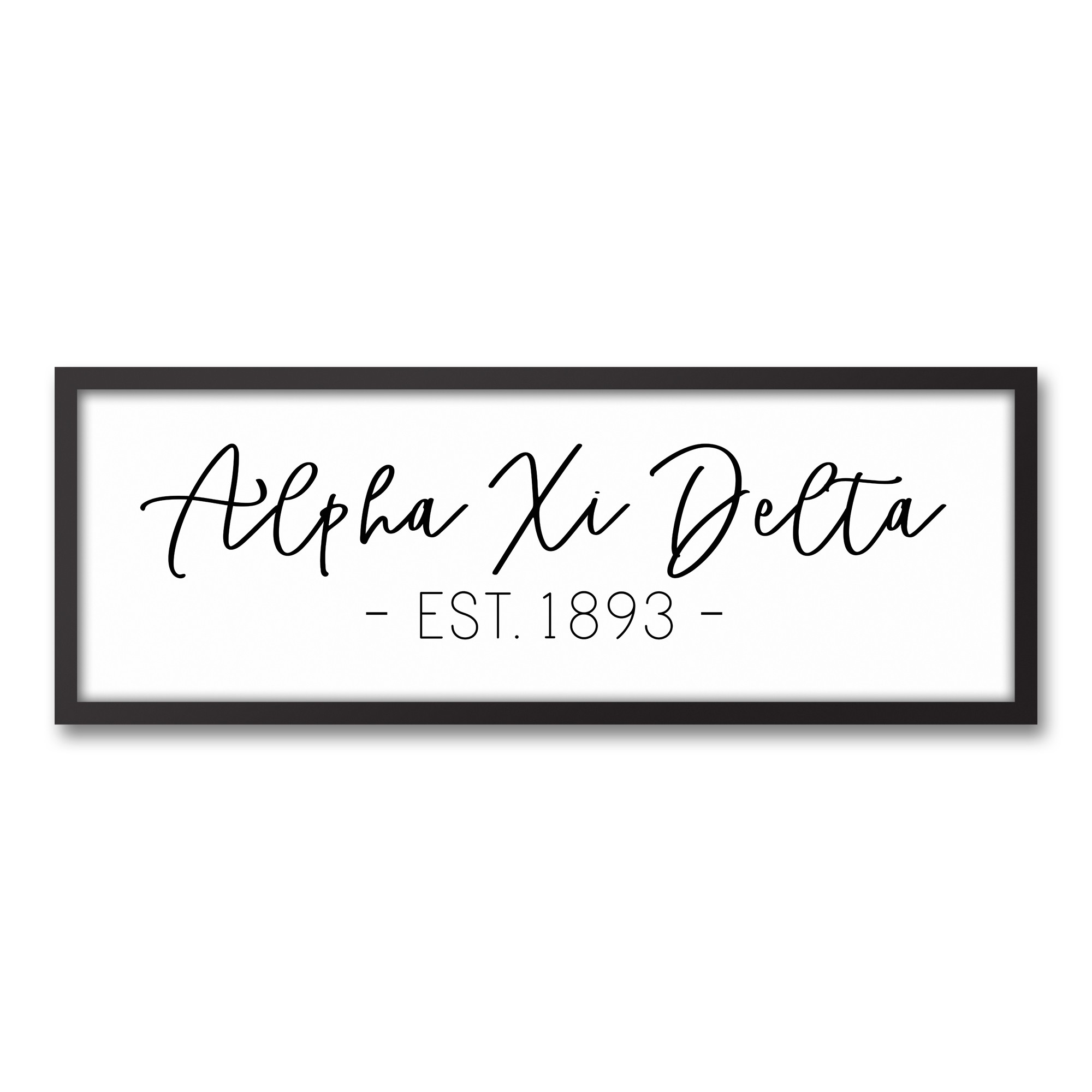 Alpha Xi Delta Simple Script 12x36 Black Framed Canvas