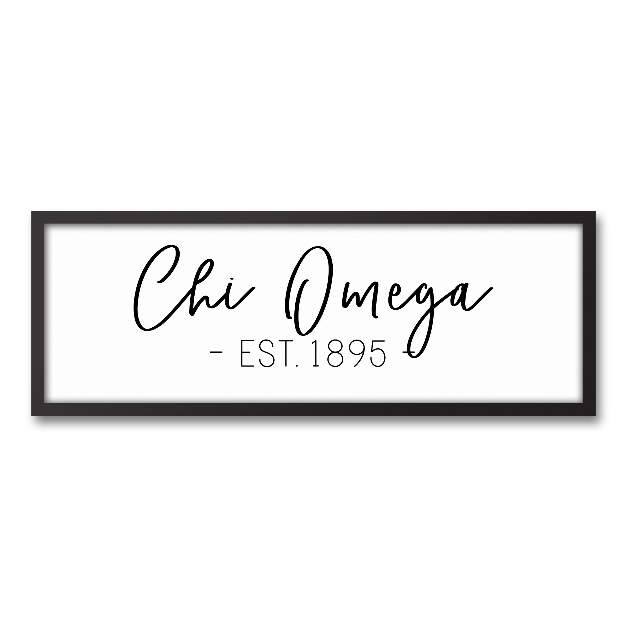 Chi Omega Simple Script 12x36 Black Framed Canvas