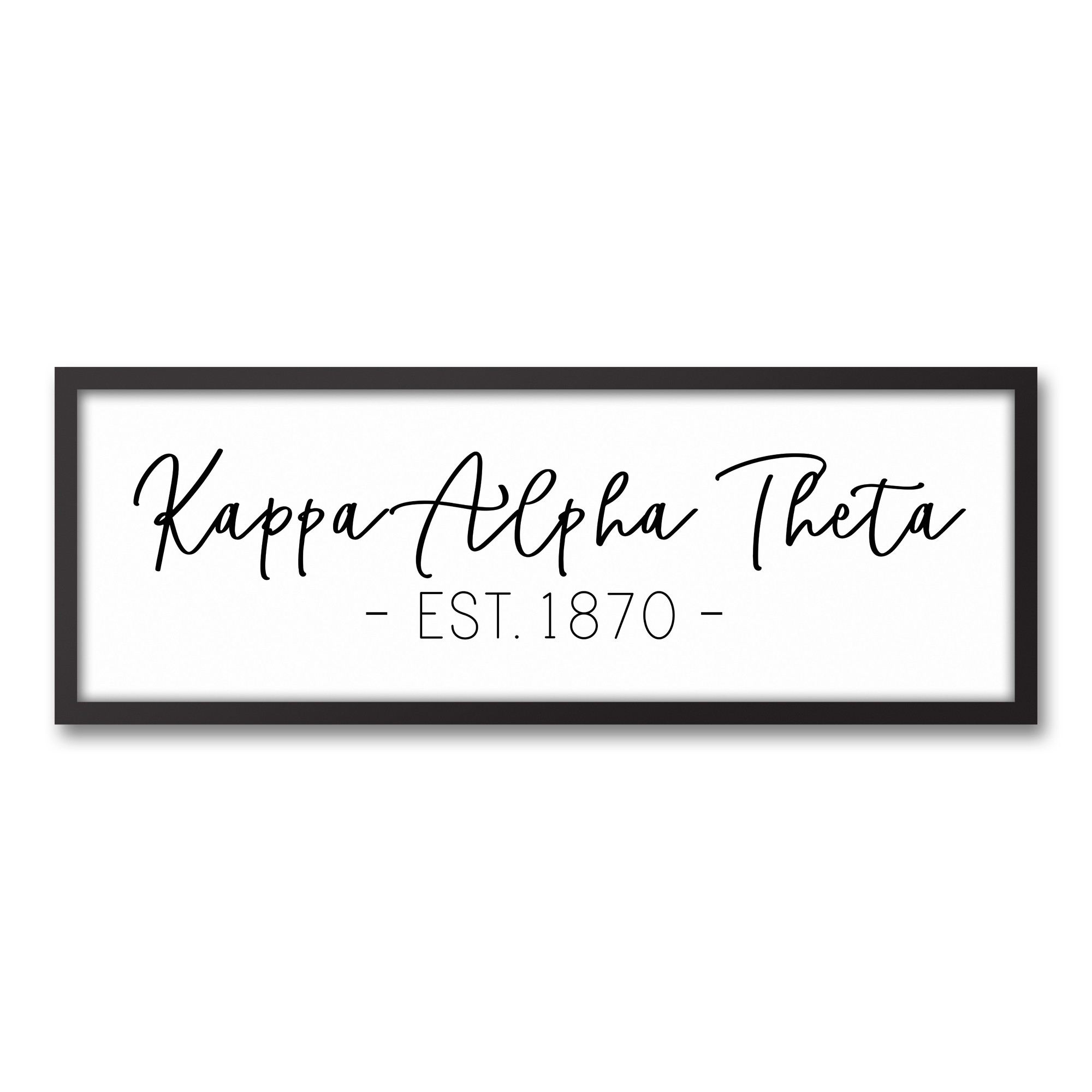 Kappa Alpha Theta Simple Script 12x36 Black Framed Canvas