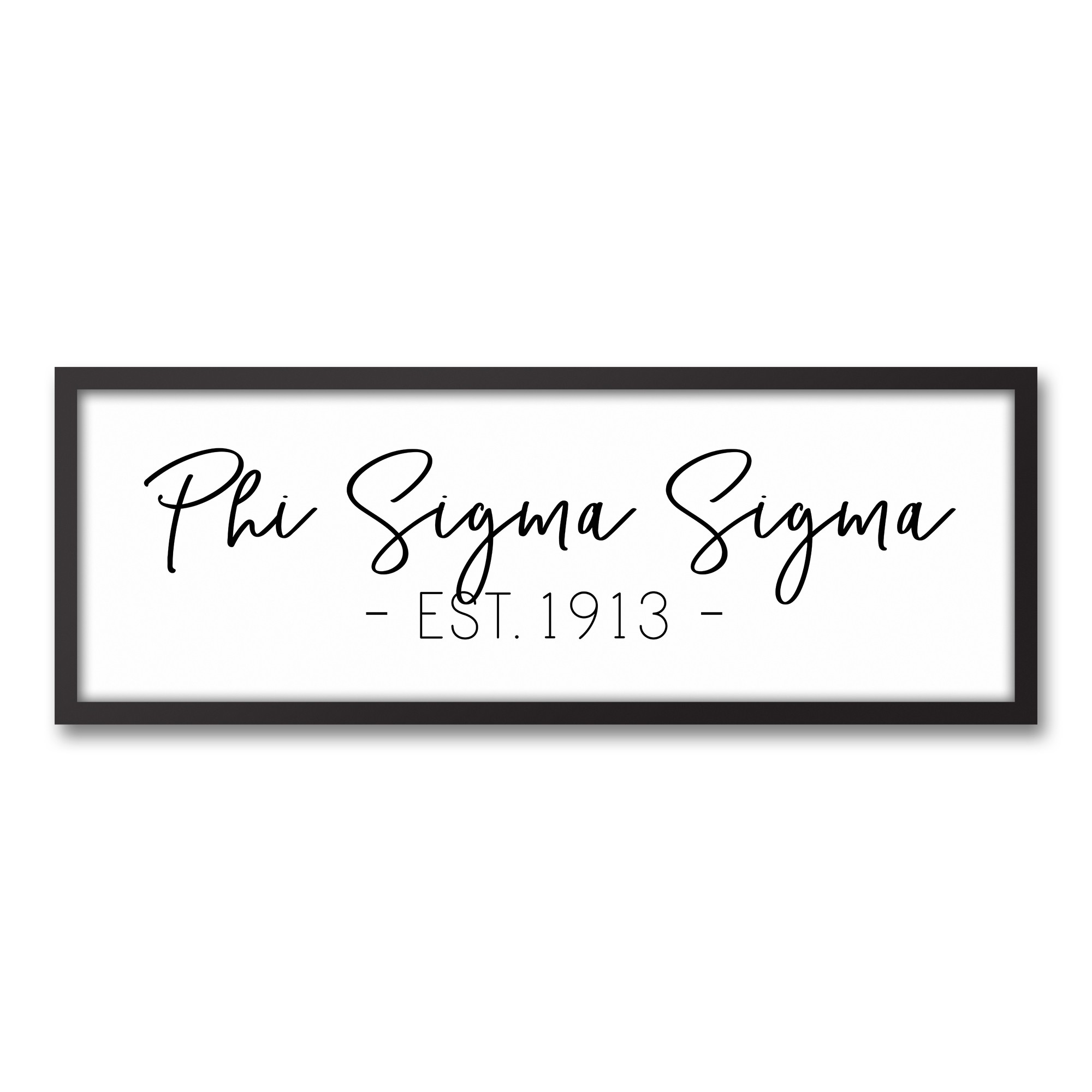 Phi Sigma Sigma Simple Script 12x36 Black Framed Canvas