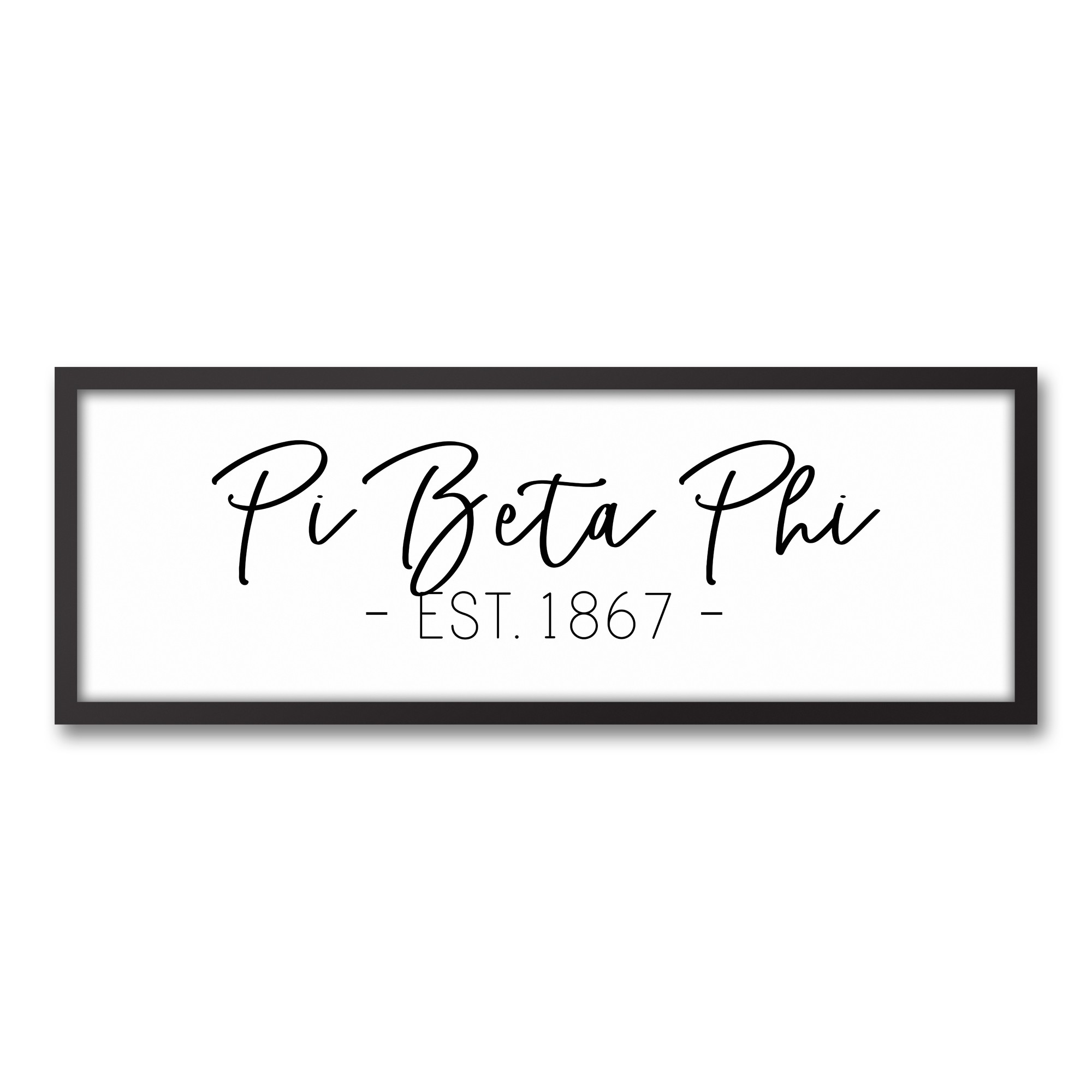 Pi Beta Phi Simple Script 12x36 Black Framed Canvas