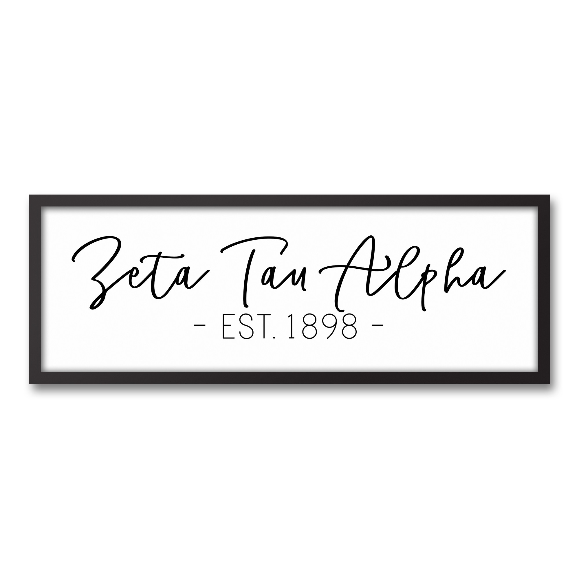 Zeta Tau Alpha Simple Script 12x36 Black Framed Canvas