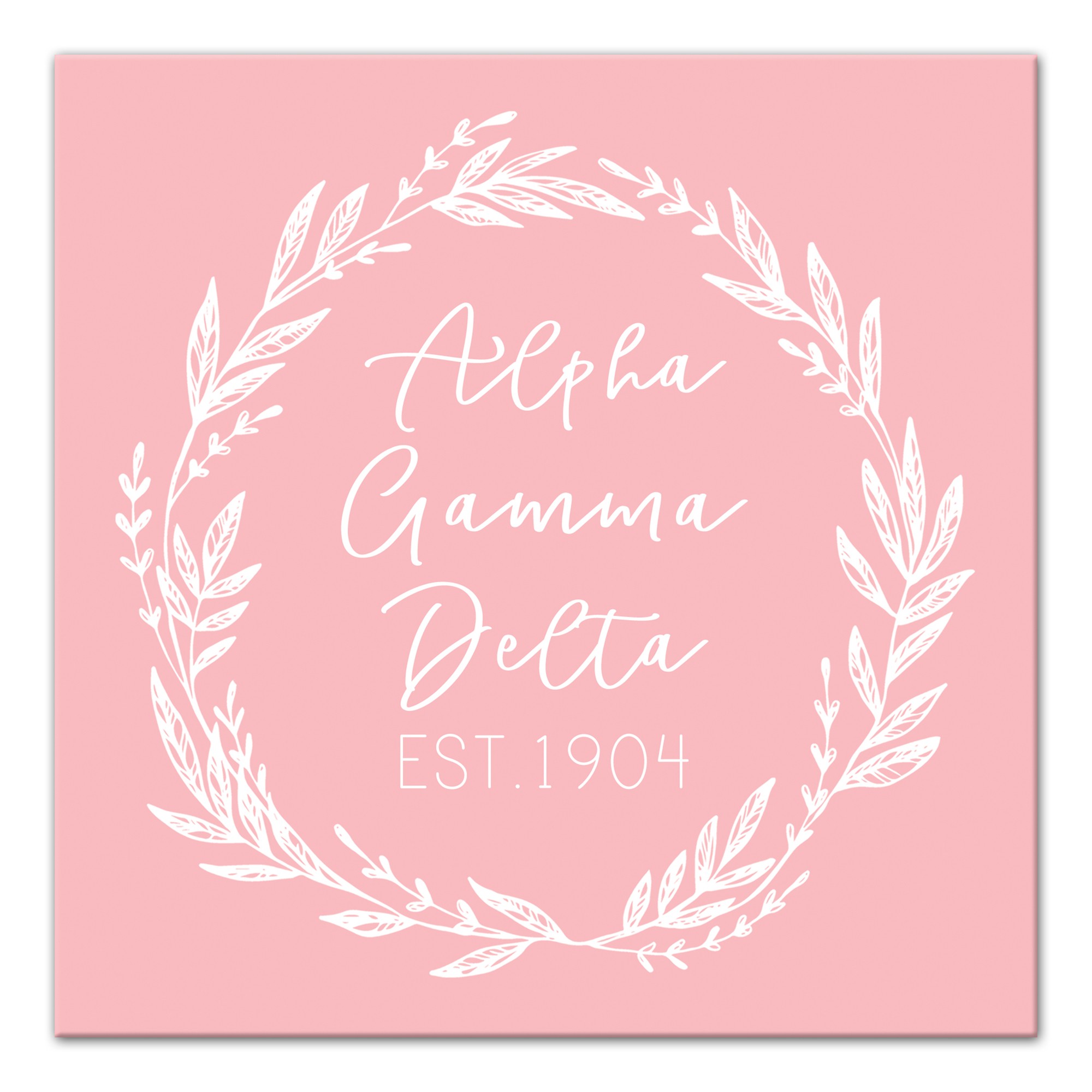 Alpha Gamma Delta Blush Wreath 12x12 Canvas Wall Art