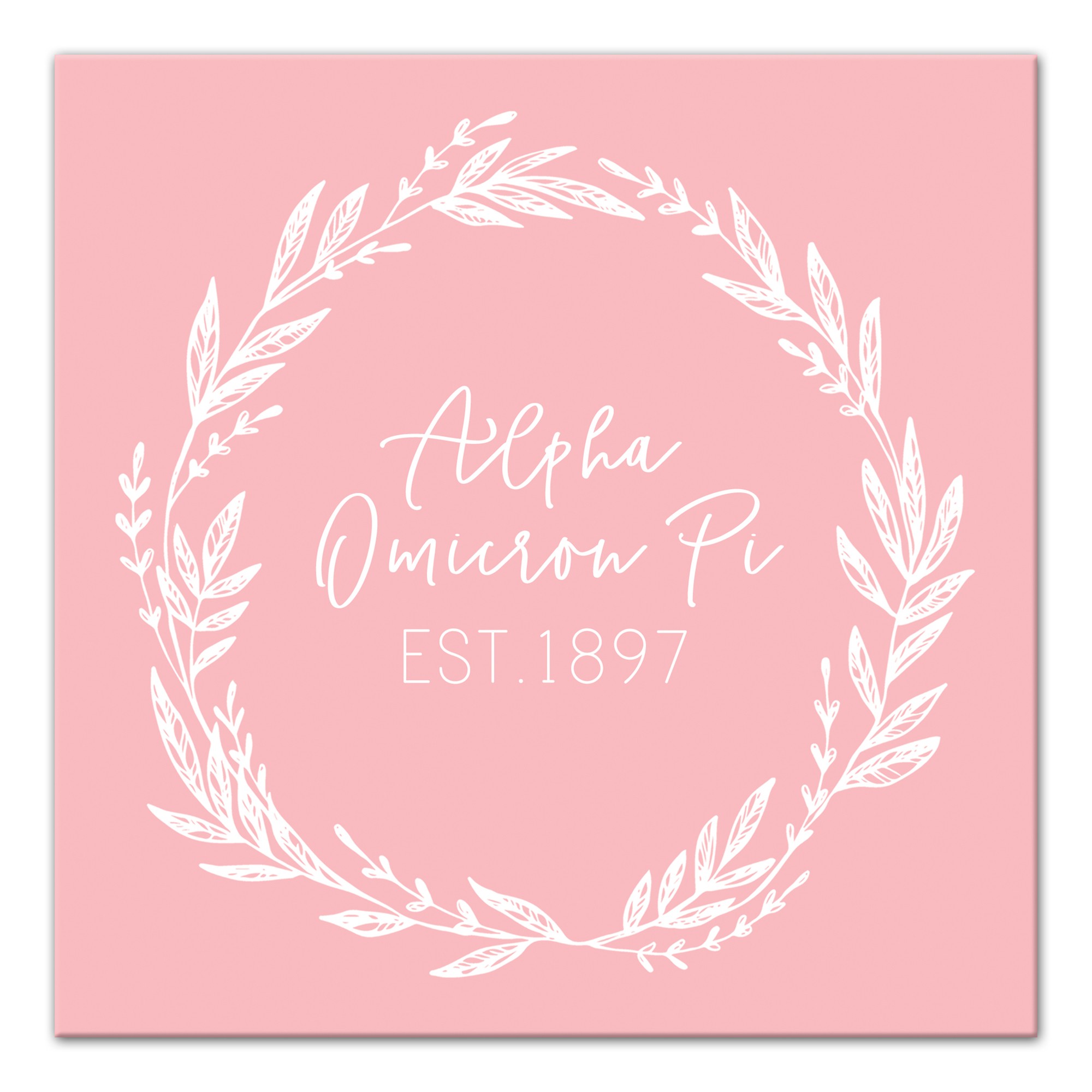 Alpha Omicron Pi Blush Wreath 12x12 Canvas Wall Art
