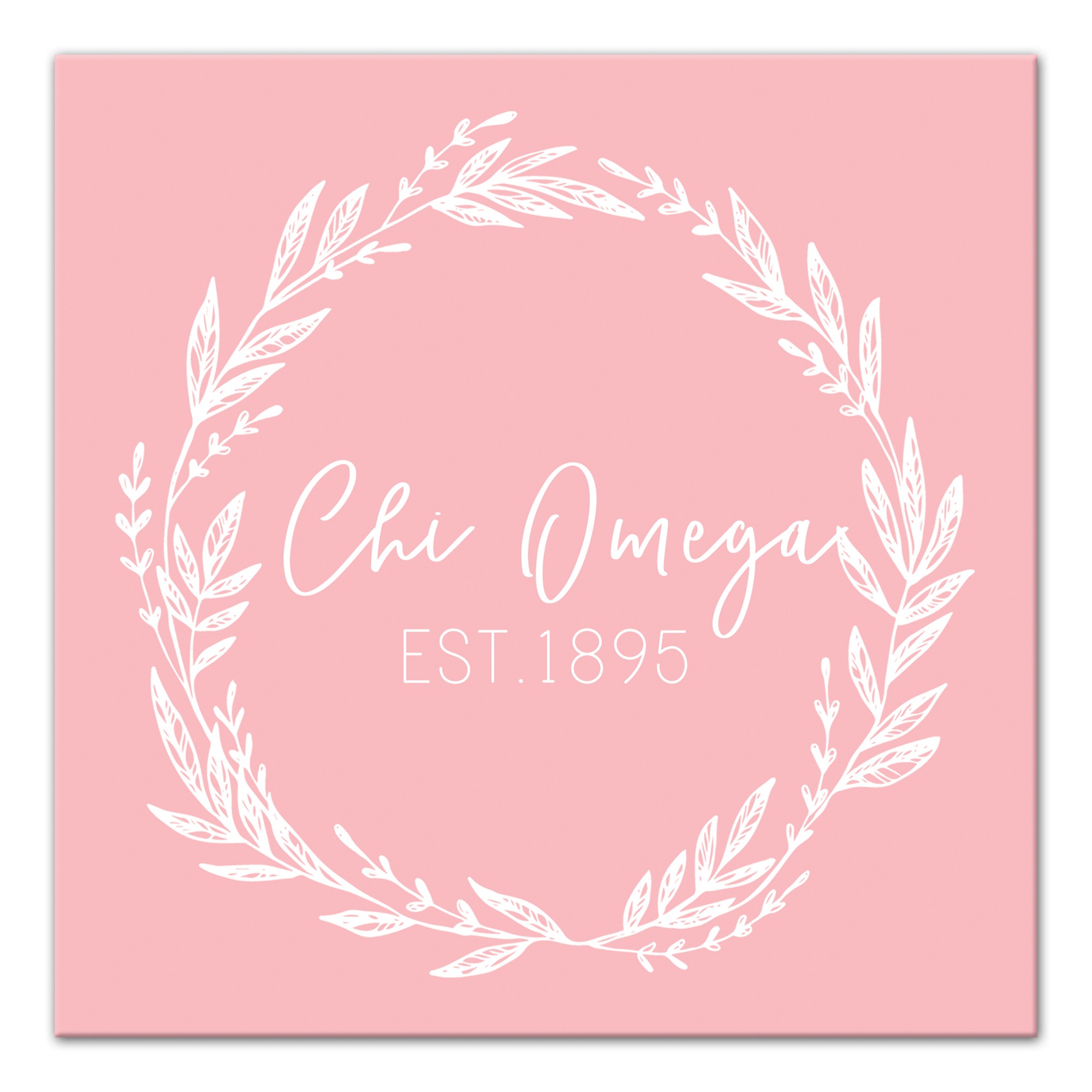 Chi Omega Blush Wreath 12x12 Canvas Wall Art